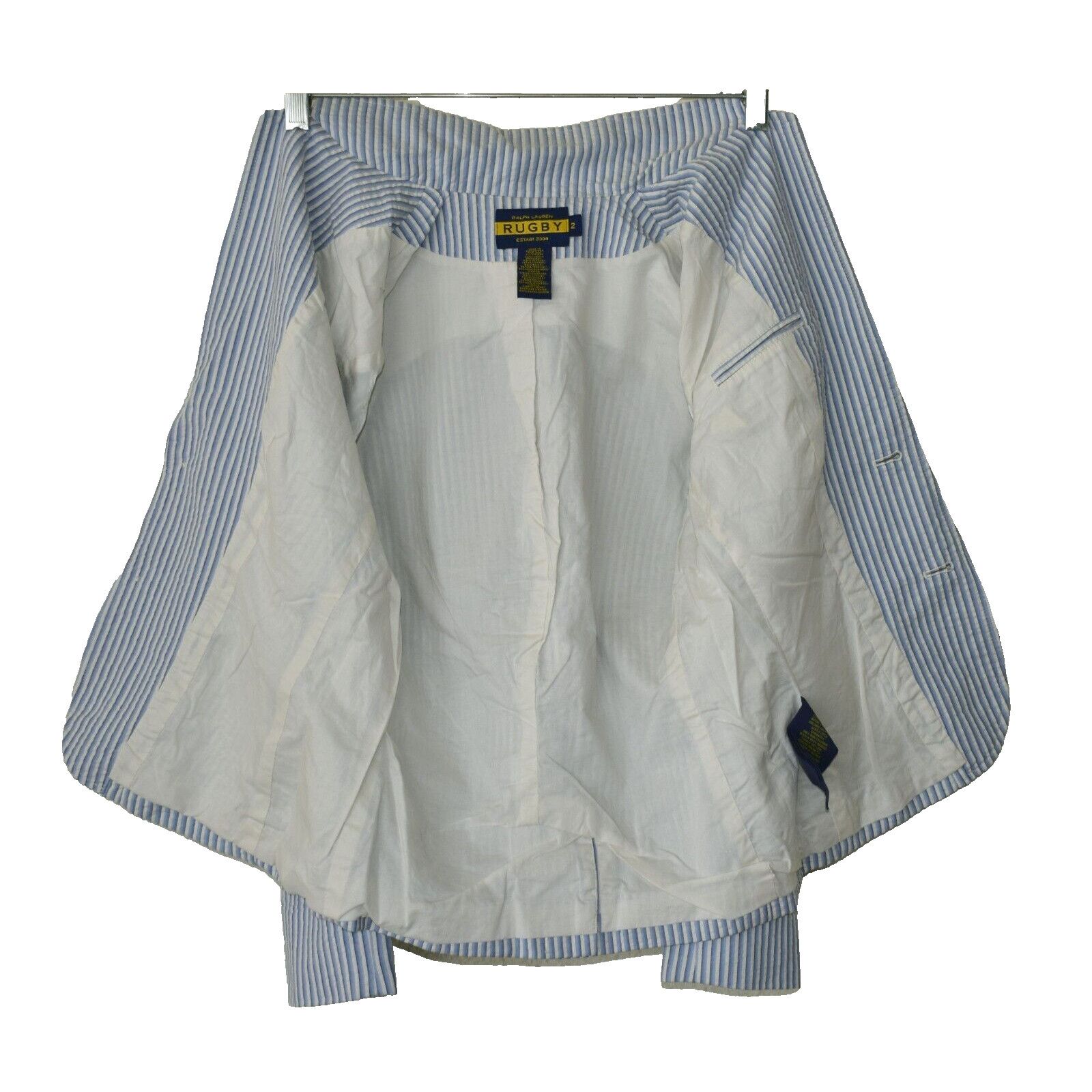 Ralph Lauren RALPH LAUREN RUGBY Blu Striped Cotton Two Button Blazer Sz 2 Size XS / US 0-2 / IT 36-38 - 5 Thumbnail