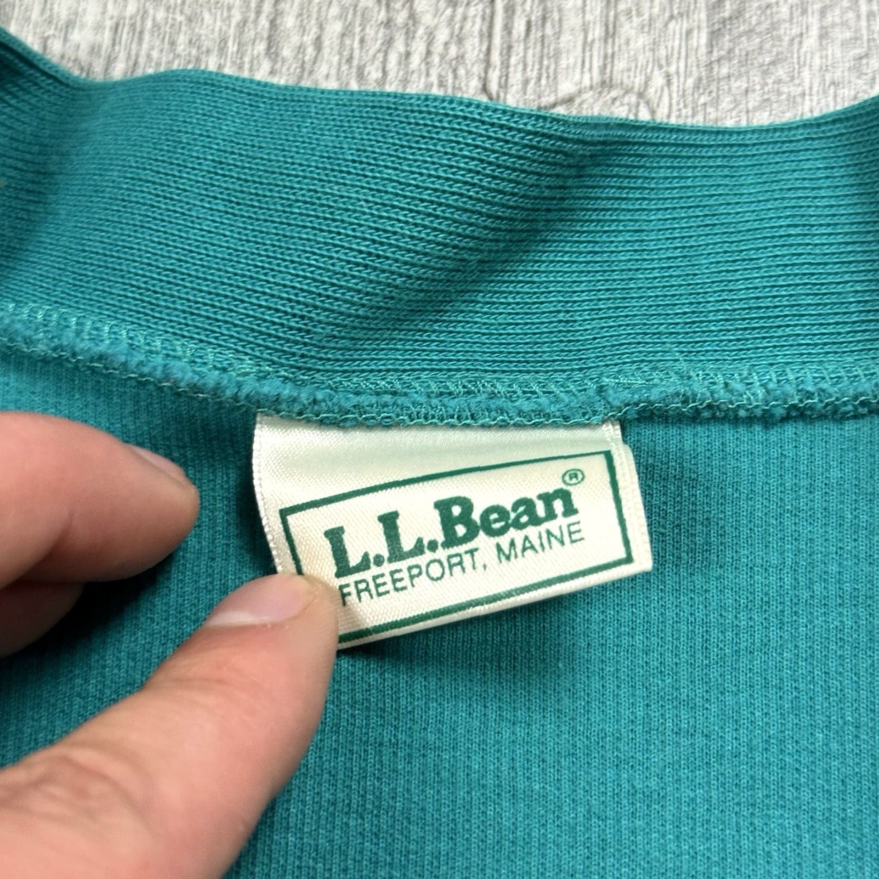 Vintage VINTAGE L.L. BEAN Heavyweight Cotton V-Neck Cardigan Sweater Petites M Teal 90s Womens Size M / US 6-8 / IT 42-44 - 4 Thumbnail