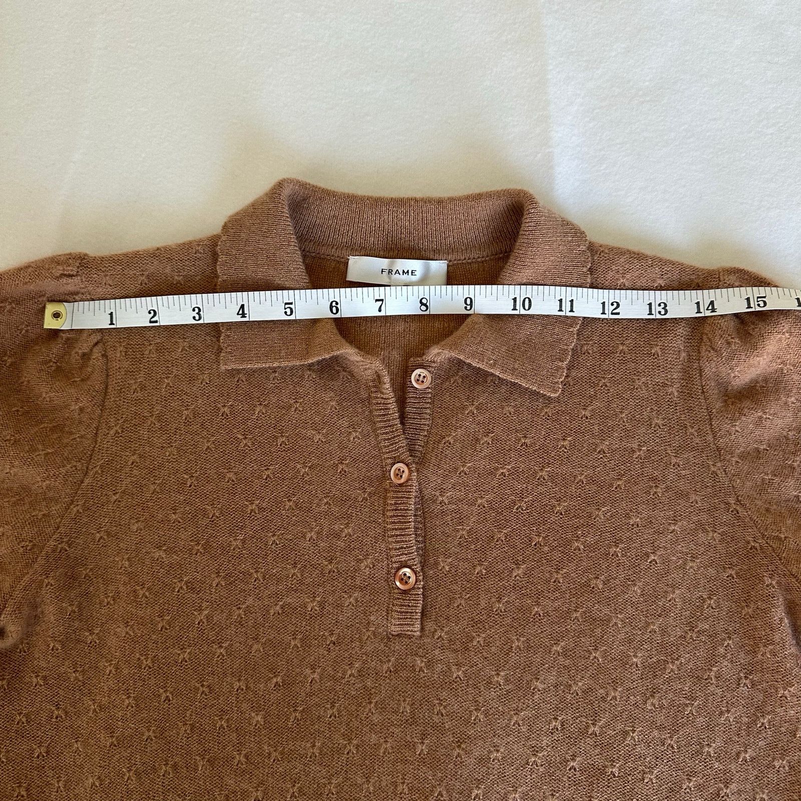 Frame Frame Cashmere Polo Sweater Camel Scallop Collar Size XS Size XS / US 0-2 / IT 36-38 - 7 Thumbnail