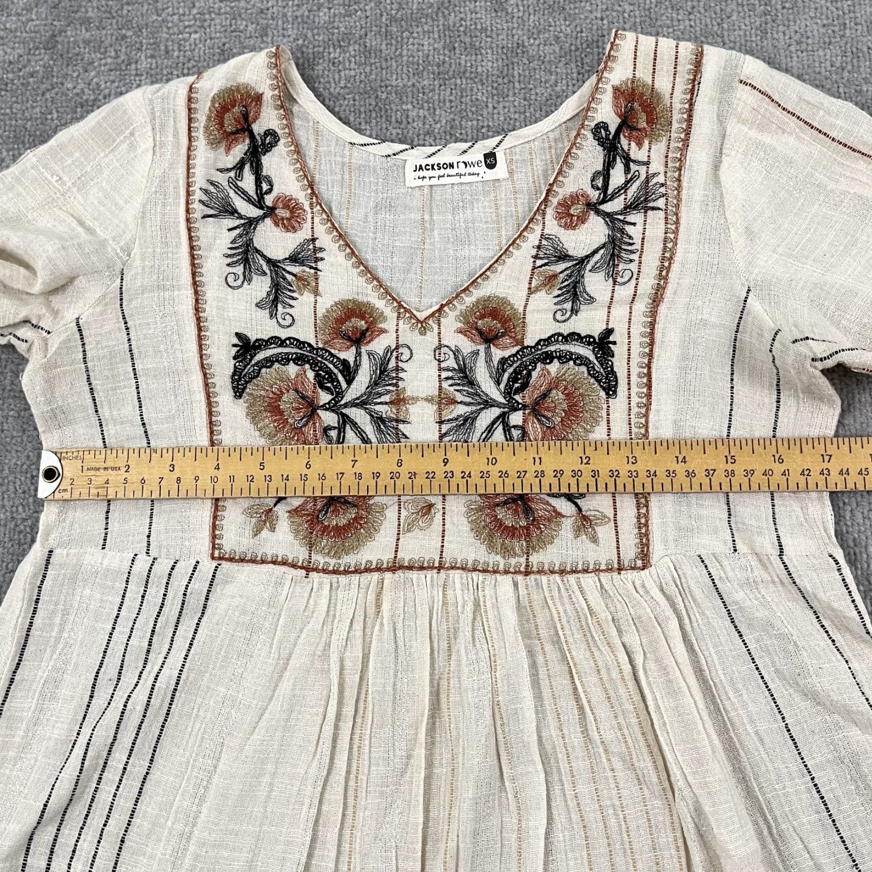 Vintage Jackson Rowe Blouse Womens XS Cream White Floral Prairie Fairy Minimalist BOHO Size XS / US 0-2 / IT 36-38 - 6 Thumbnail
