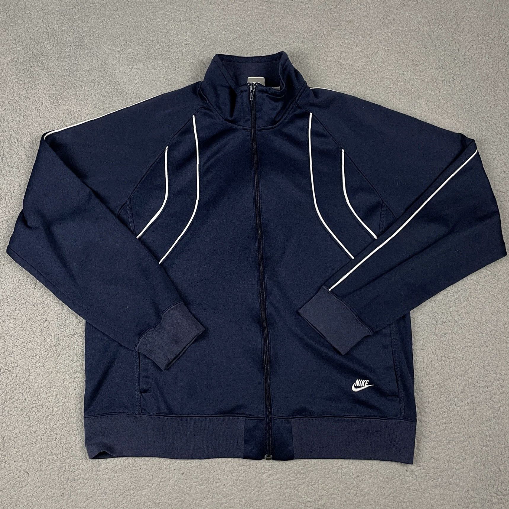 Nike VINTAGE Nike Jacket Mens L Blue Long Sleeve Full Zip Stripe Tag Pockets Size US L / EU 52-54 / 3 - 5 Thumbnail
