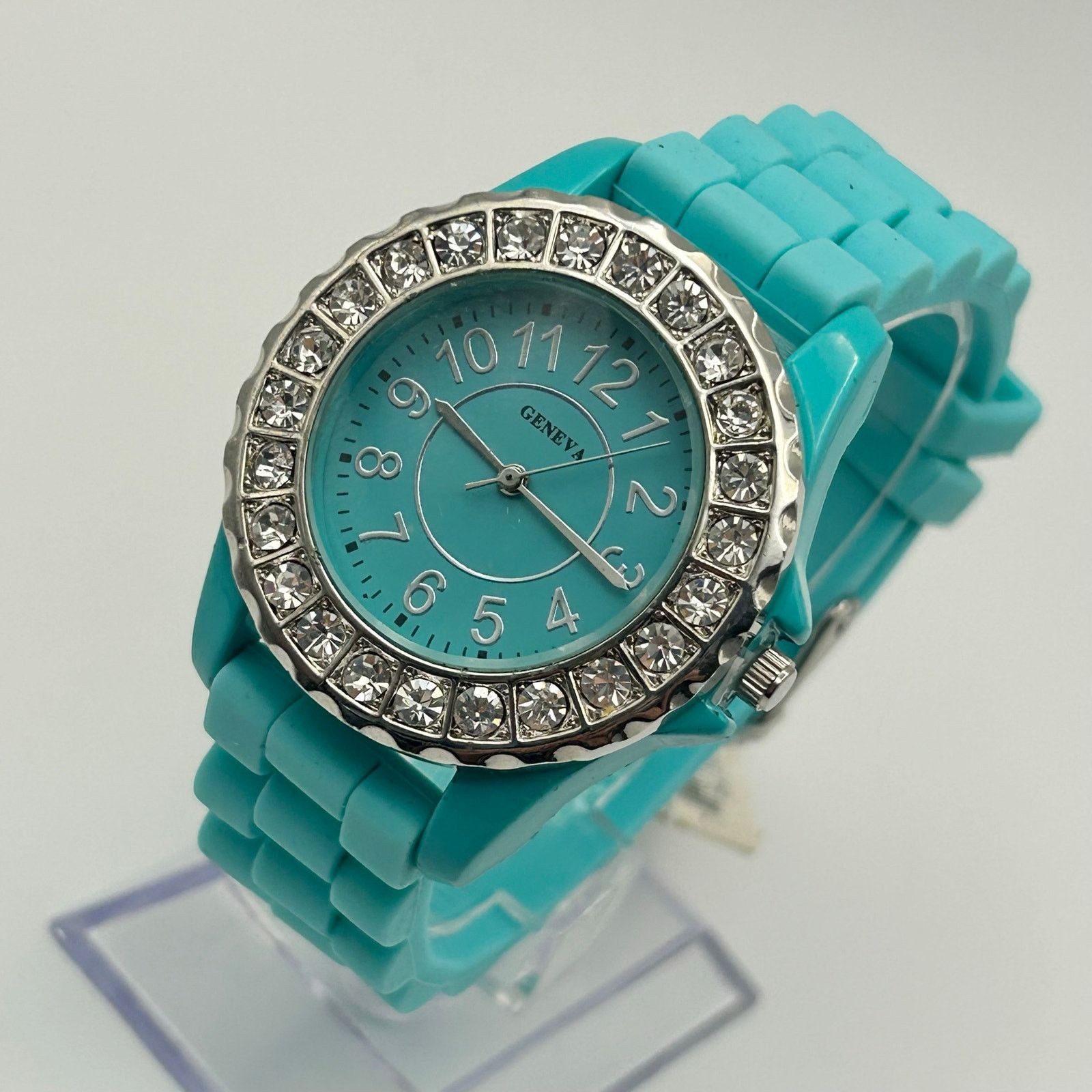 Geneva Geneva Silver Crystals Light-blue Tone Womens Fashion Watch Size ONE SIZE - 1 Thumbnail