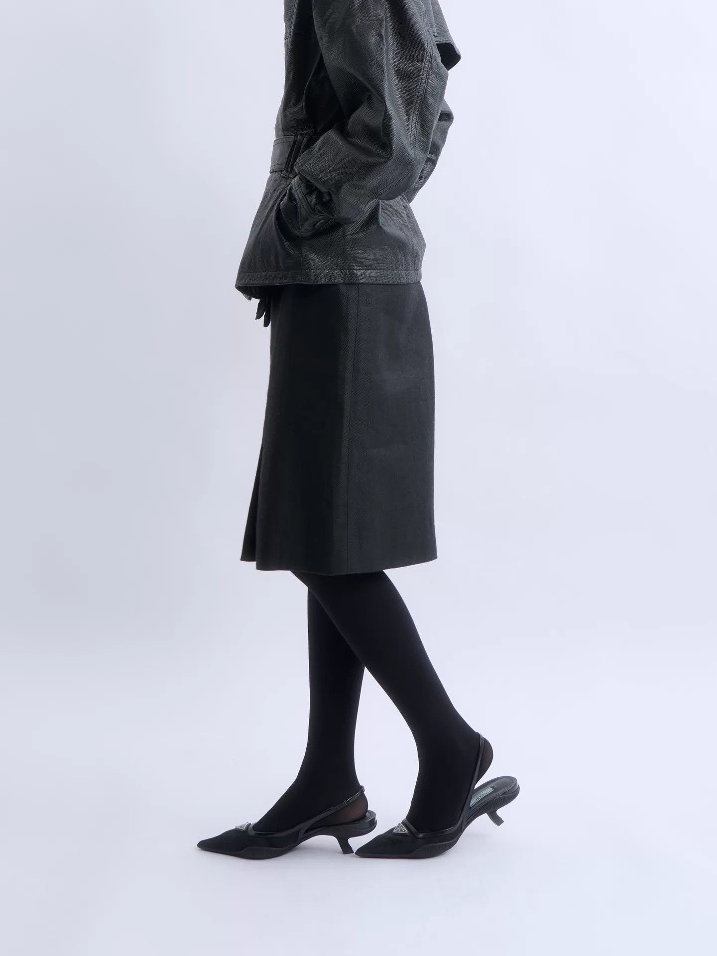 Chanel CHANEL 2004 Linen-Cashmere PencilSkirt Women's Black Size 27" / US 4 / IT 40 - 3 Thumbnail