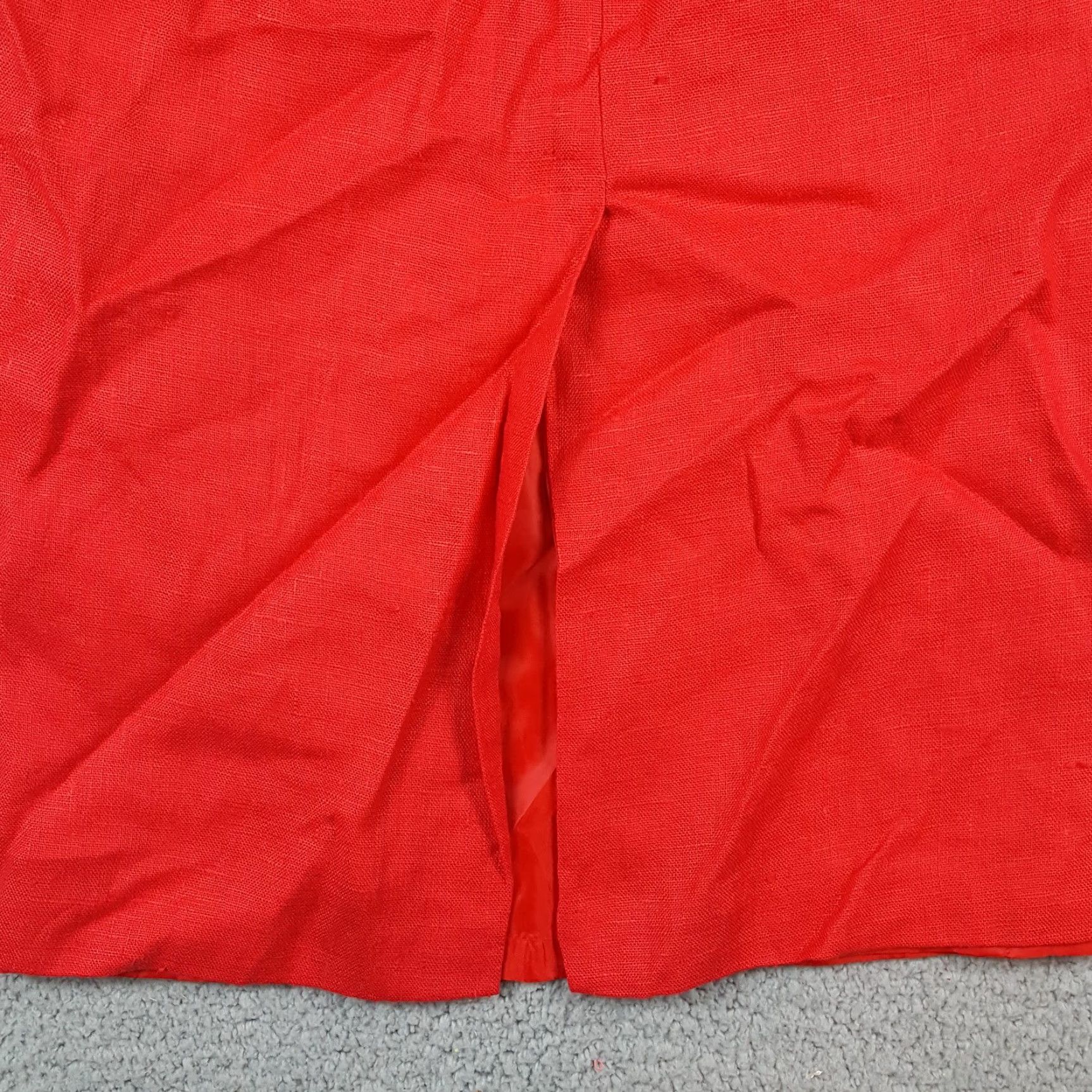 Vintage VINTAGE 80s Linen Pencil Skirt Women's Size 6 Red Long Zip Up Persona USA Made Adult Women Size 28" / US 6 / IT 42 - 3 Thumbnail