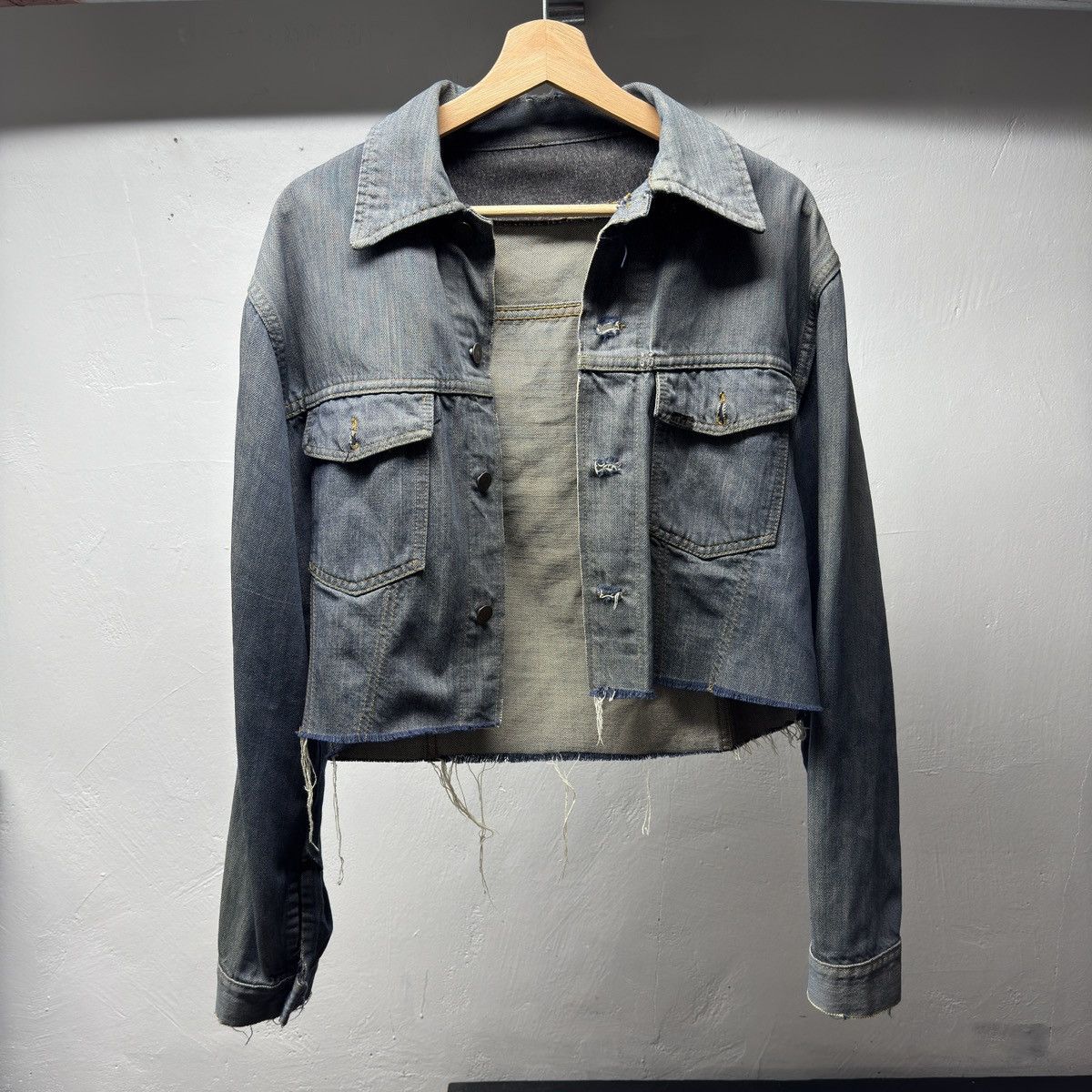 Vintage Thrashed Distressed Selvedge Denim Trucker Jacket ERD Grunge Size US M / EU 48-50 / 2 - 1 Thumbnail