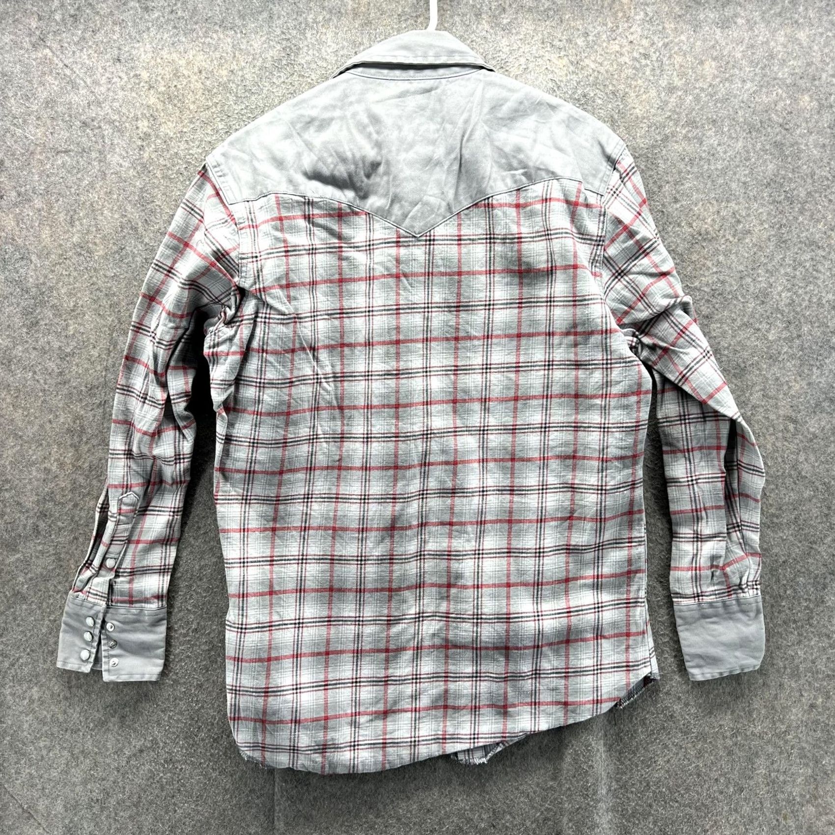 Wrangler Wrangler Shirt Mens M Gray Red Plaid Western Pearl Snap Long Sleeve Cowboy Shirt Size US M / EU 48-50 / 2 - 2 Thumbnail