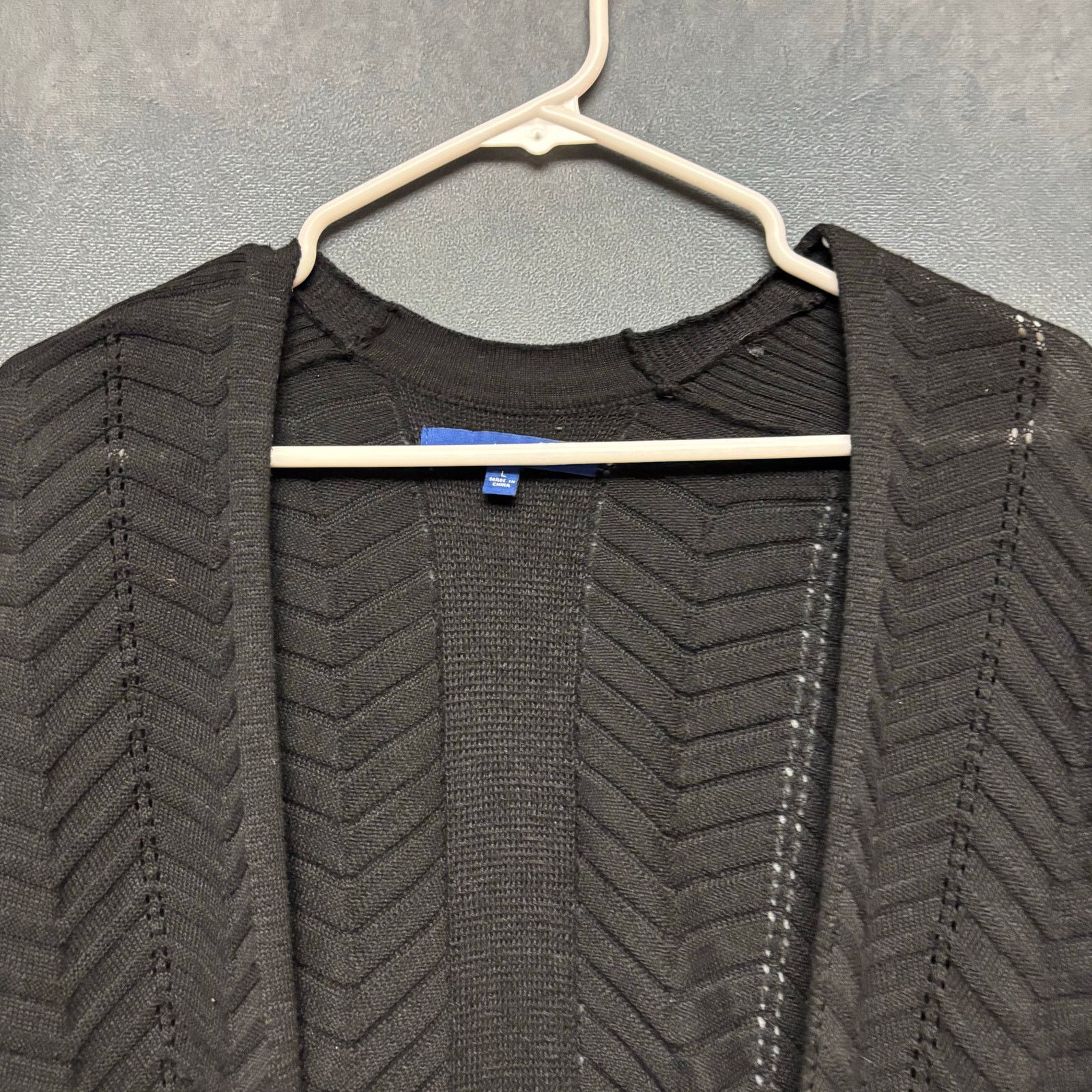 Apt. 9 Apt 9 Black Open Front Textured Cardigan Sweater Womens Lg Size L / US 10 / IT 46 - 3 Thumbnail