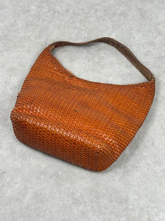Gucci SS2004 Gucci Cognac Woven Leather Bamboo Handle Hobo Bag by Tom Ford Size ONE SIZE - 6 Thumbnail