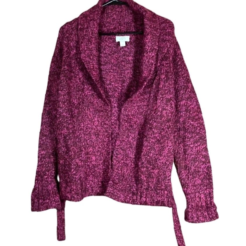 Ann Taylor Ann Taylor LOFT Womens Cardigan Sweater Pink Belted Wool Blend M Size M / US 6-8 / IT 42-44 - 2 Thumbnail