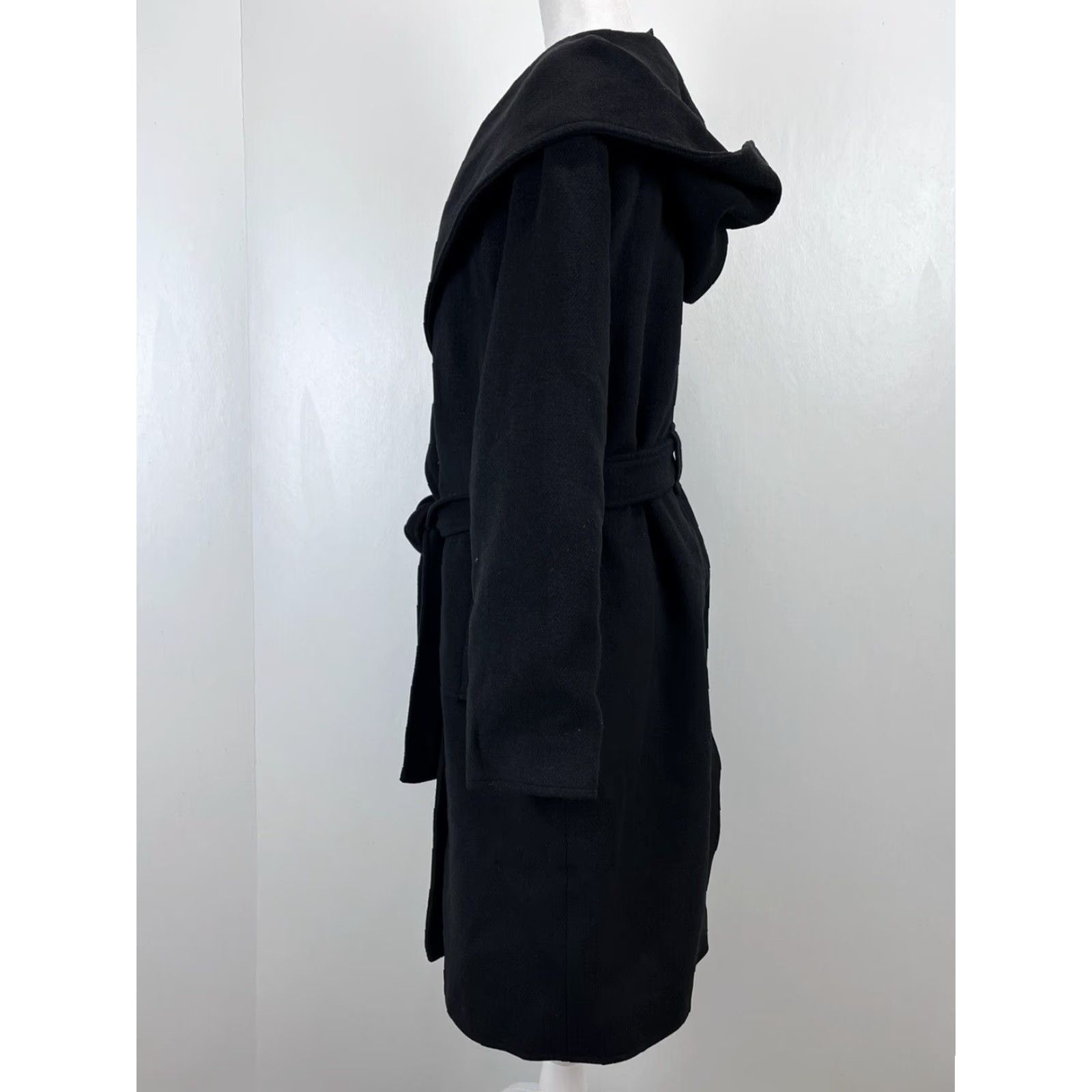 AVEC LES FILLES Avec Les Filles Black Coat Sz Medium Womens 1 Button Belted Hood Size M / US 6-8 / IT 42-44 - 3 Thumbnail