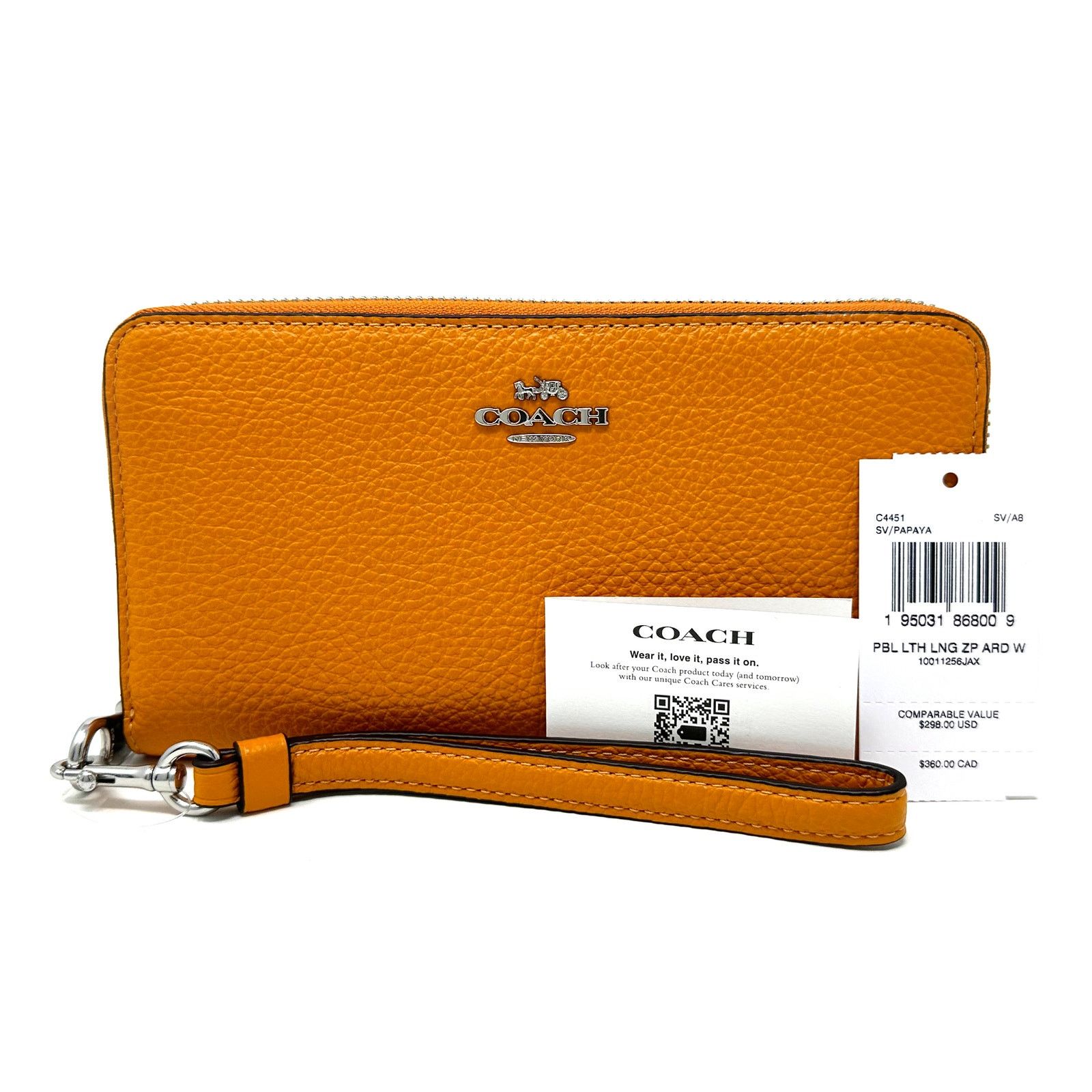 Coach Coach Long Zip Around Wallet Papaya Orange Leather C4451 New Size ONE SIZE - 2 Thumbnail