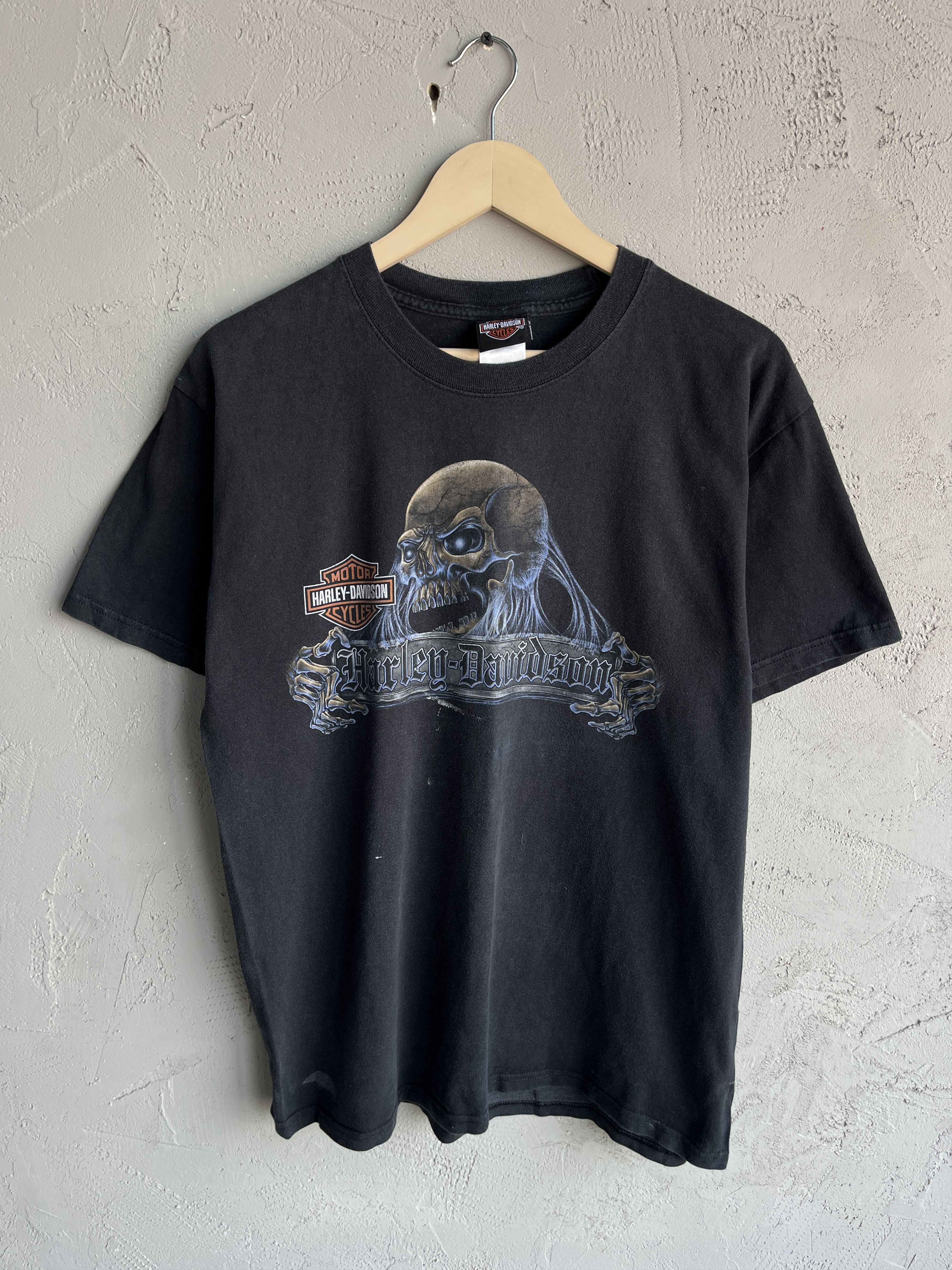 Harley Davidson × Vintage Vintage Y2K Harley Davidson Motorcycles Skull Fade T Shirt Size US L / EU 52-54 / 3 - 1 Thumbnail