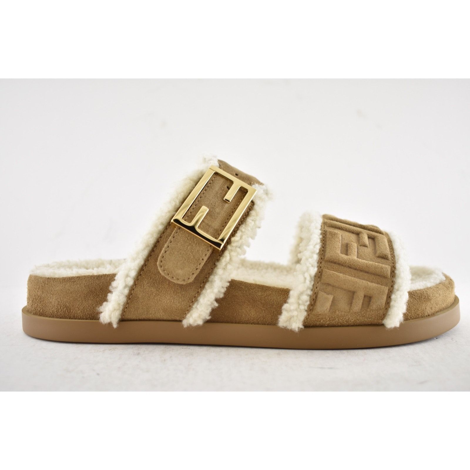 Fendi Fendi Feel Slide Shearling Bronze Monogram Sandal 36.5 Size US 6.5 / IT 36.5 - 2 Thumbnail