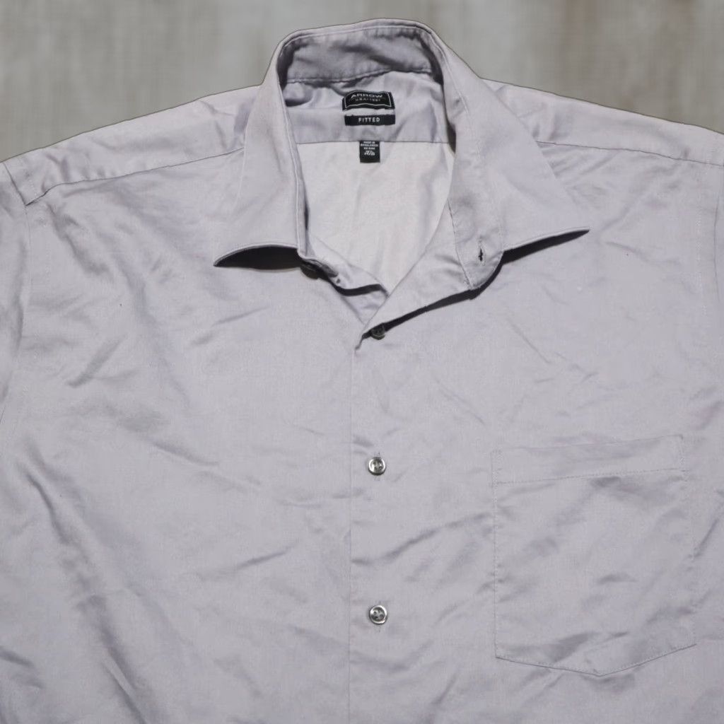 Arrow Arrow Shirt Adult Regular Size 16.5 Gray Button-Up Long Sleeve Men's Vintage? Size US L / EU 52-54 / 3 - 1 Thumbnail