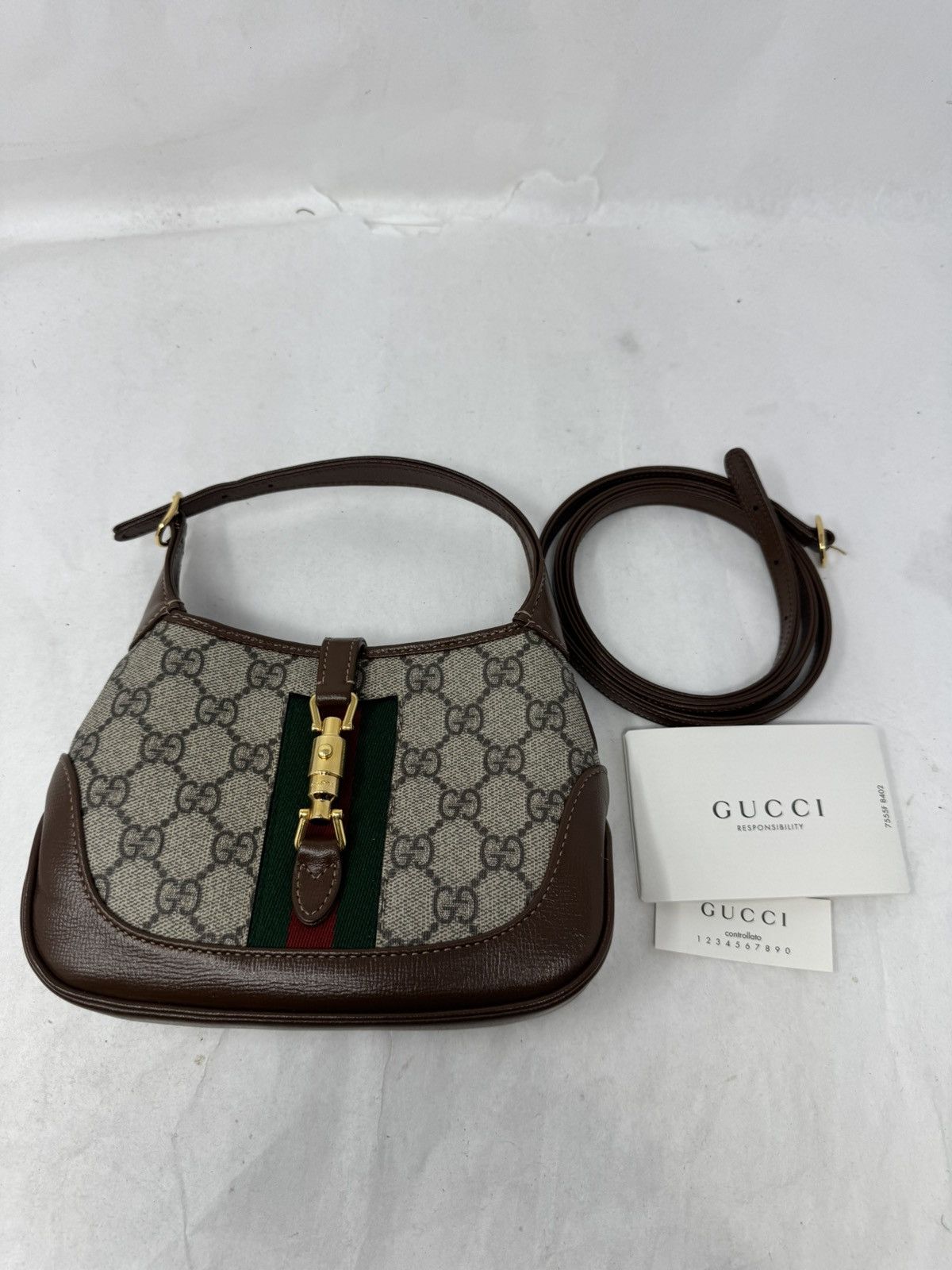 Gucci Jackie 1961 Canvas Mini Shoulder Bag Beige GG
