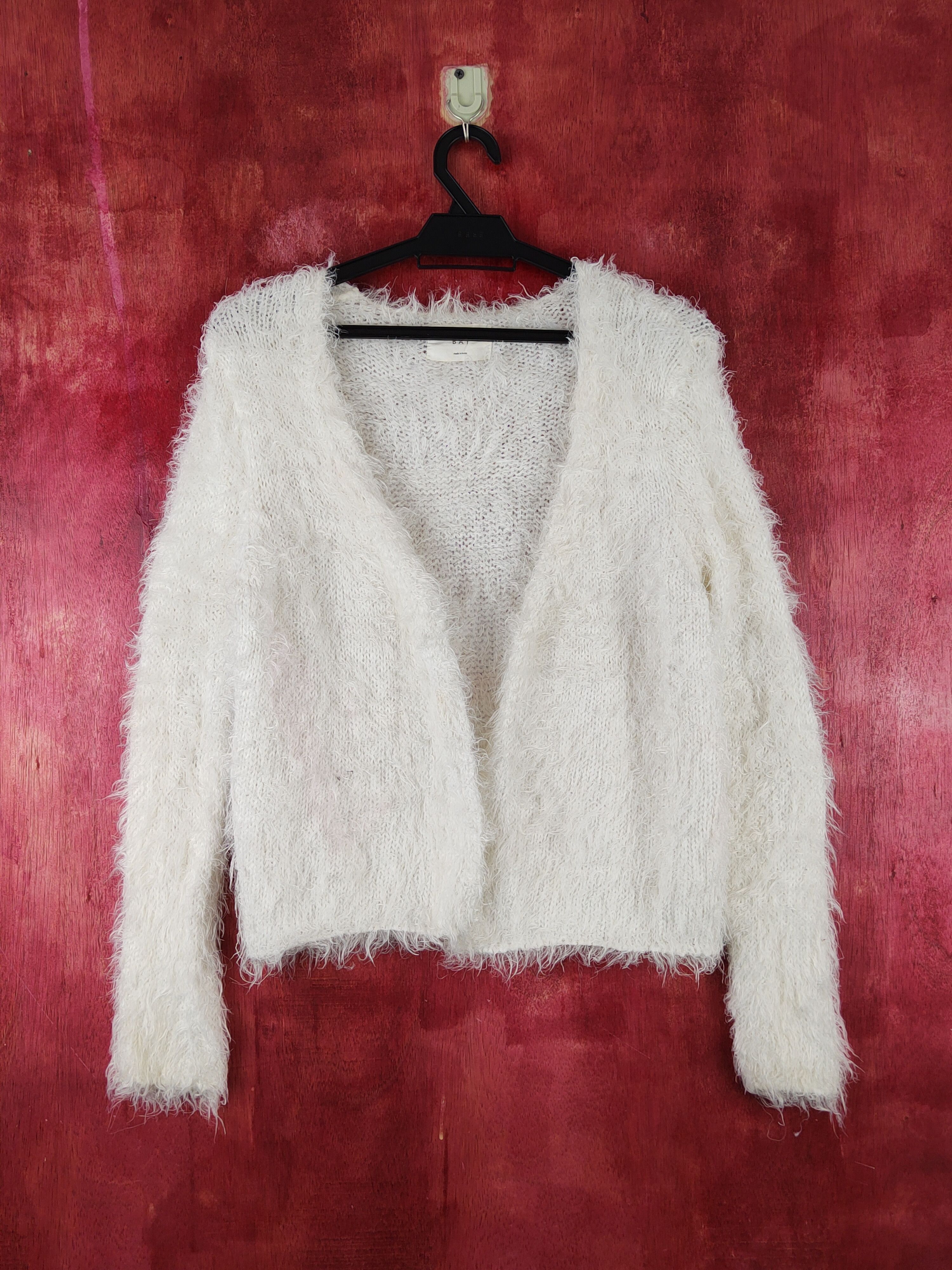 Japanese Brand Bay White Shag Shaggy Fur Mohair Knitwear Cardigan #S1923 Size S / US 4 / IT 40 - 1 Thumbnail