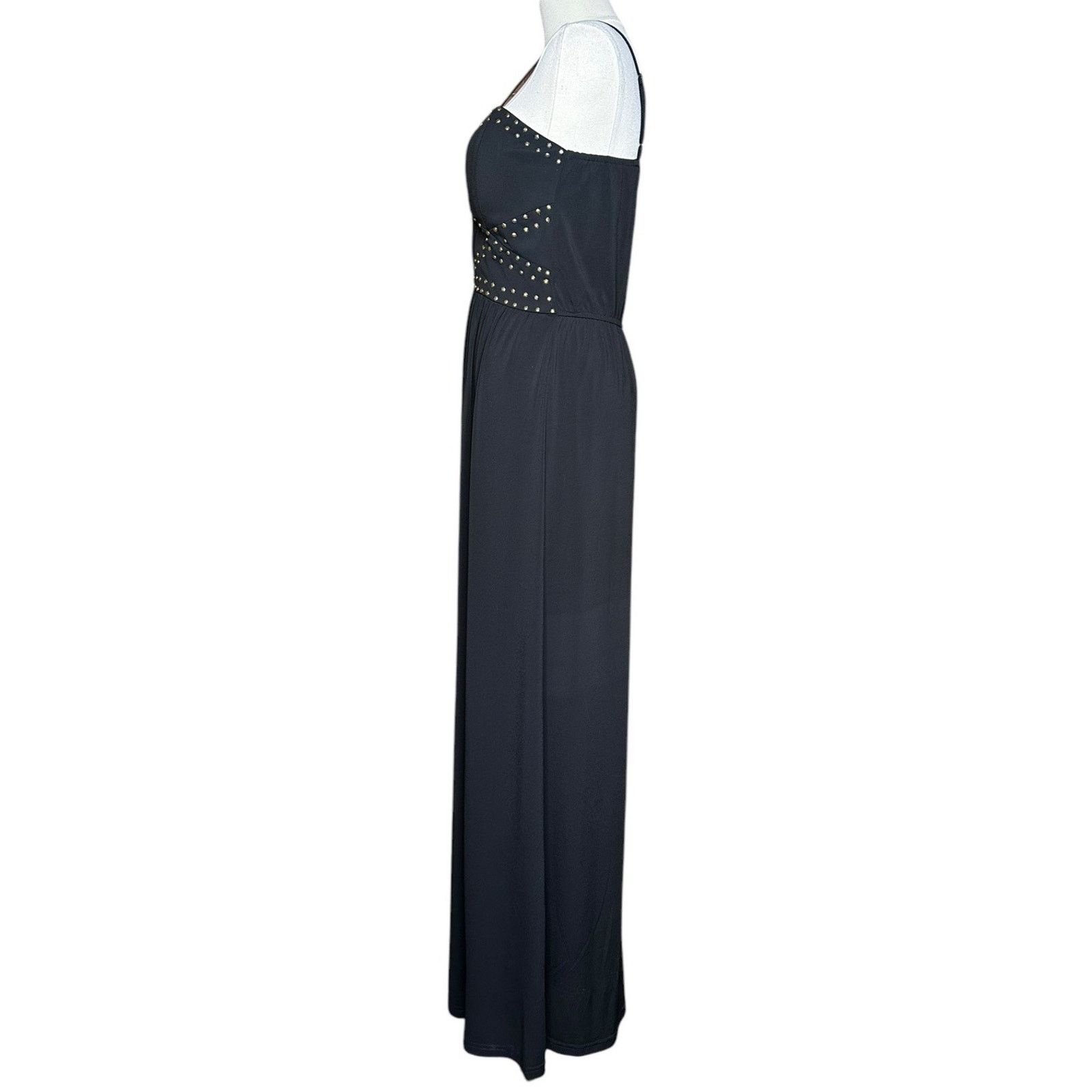 Other Venus Solid Black Sleeveless Long Studded Tank Maxi Dress M Size M / US 6-8 / IT 42-44 - 3 Thumbnail