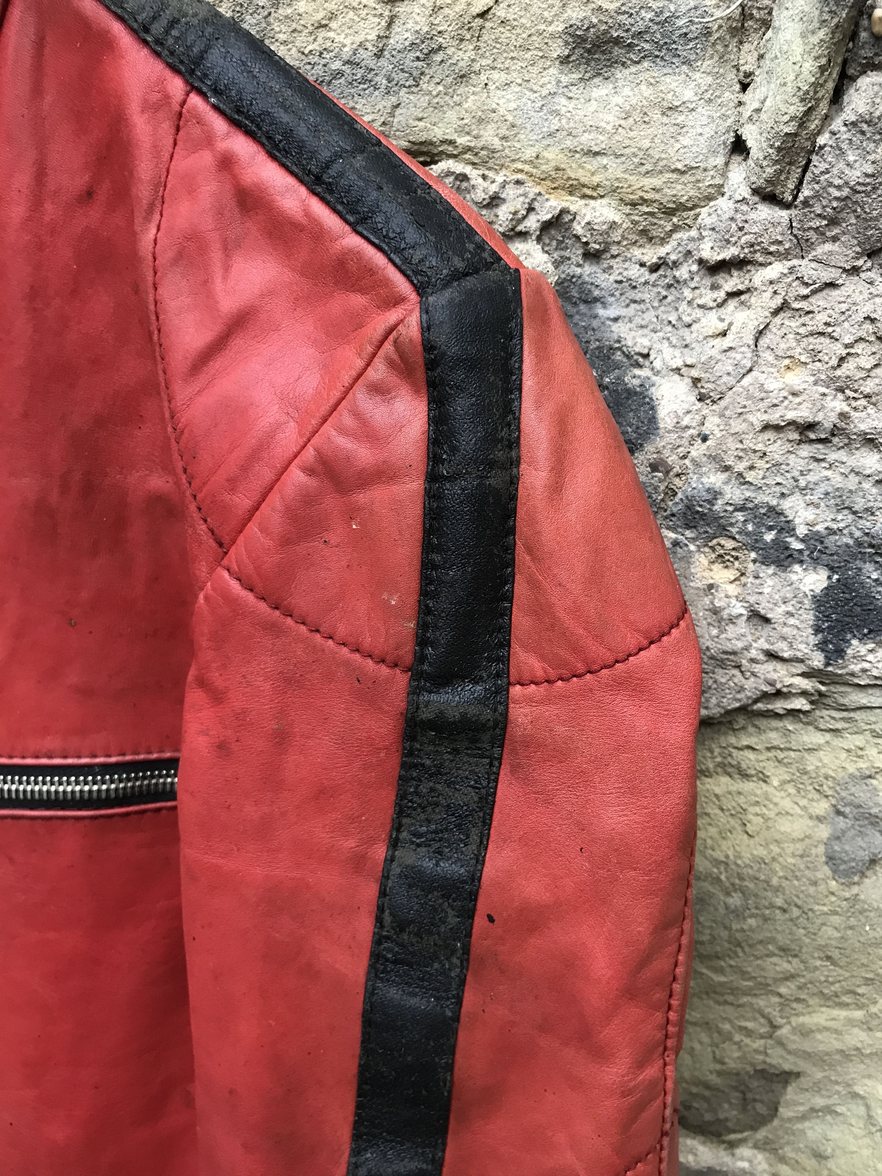 Vintage 70s Kombi Harro Distressed Leather Biker Jacket/ Racing Suit Size US S / EU 44-46 / 1 - 12 Thumbnail
