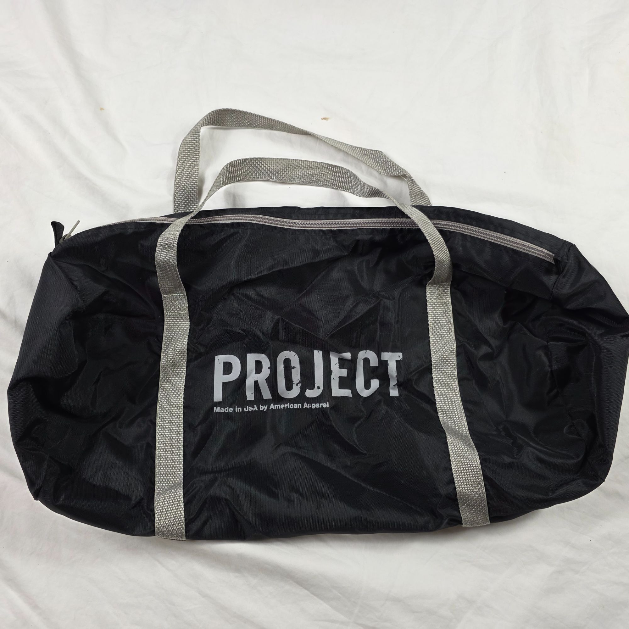 American Apparel American Apparel Project Black Duffel Bag Gray Straps Gym Tr Size ONE SIZE - 1 Thumbnail