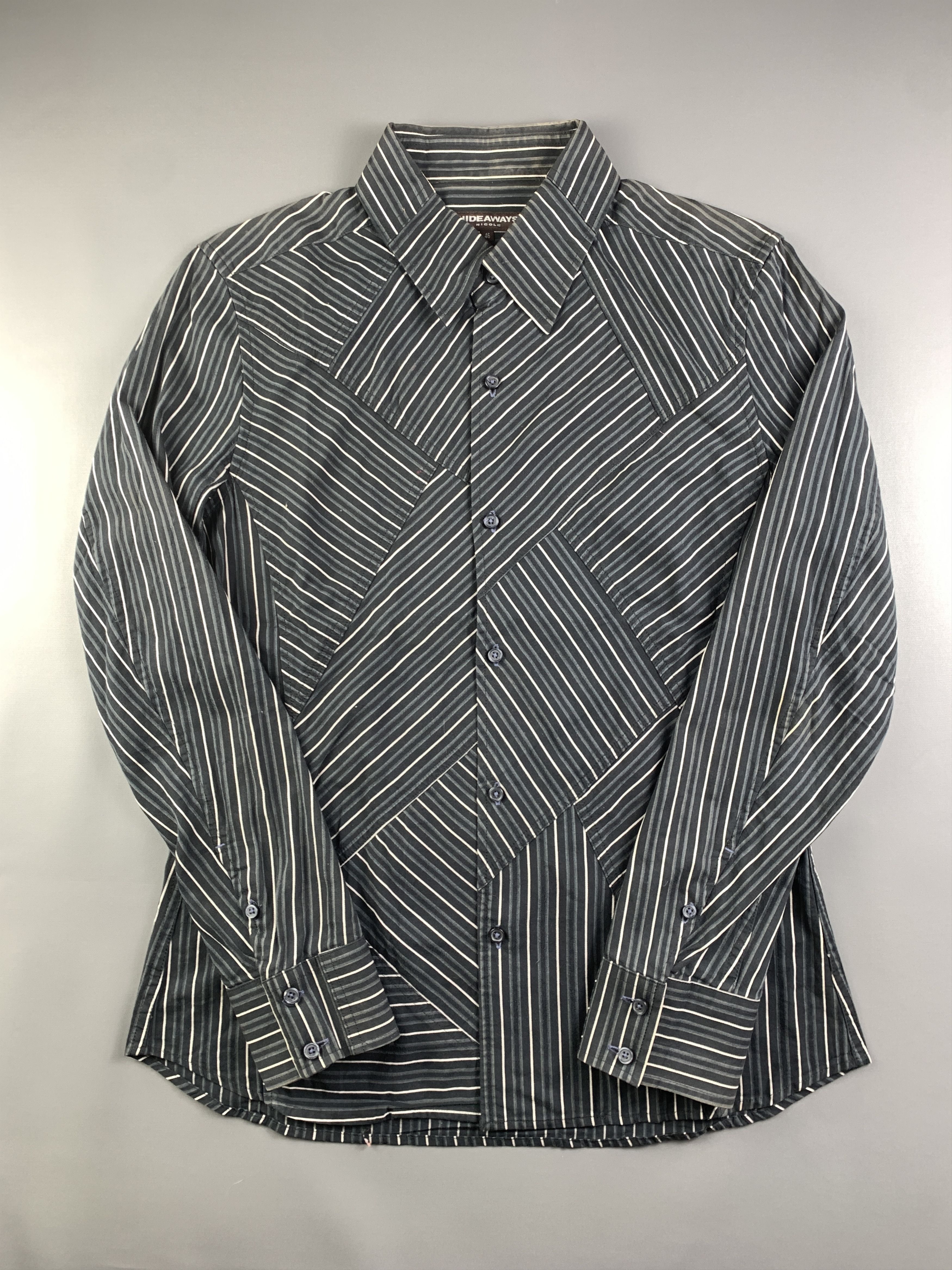 Nicole Club Hideaways Nicole Black Patchwork J-Sleeves Fitted Shirt (M) Size US M / EU 48-50 / 2 - 1 Thumbnail