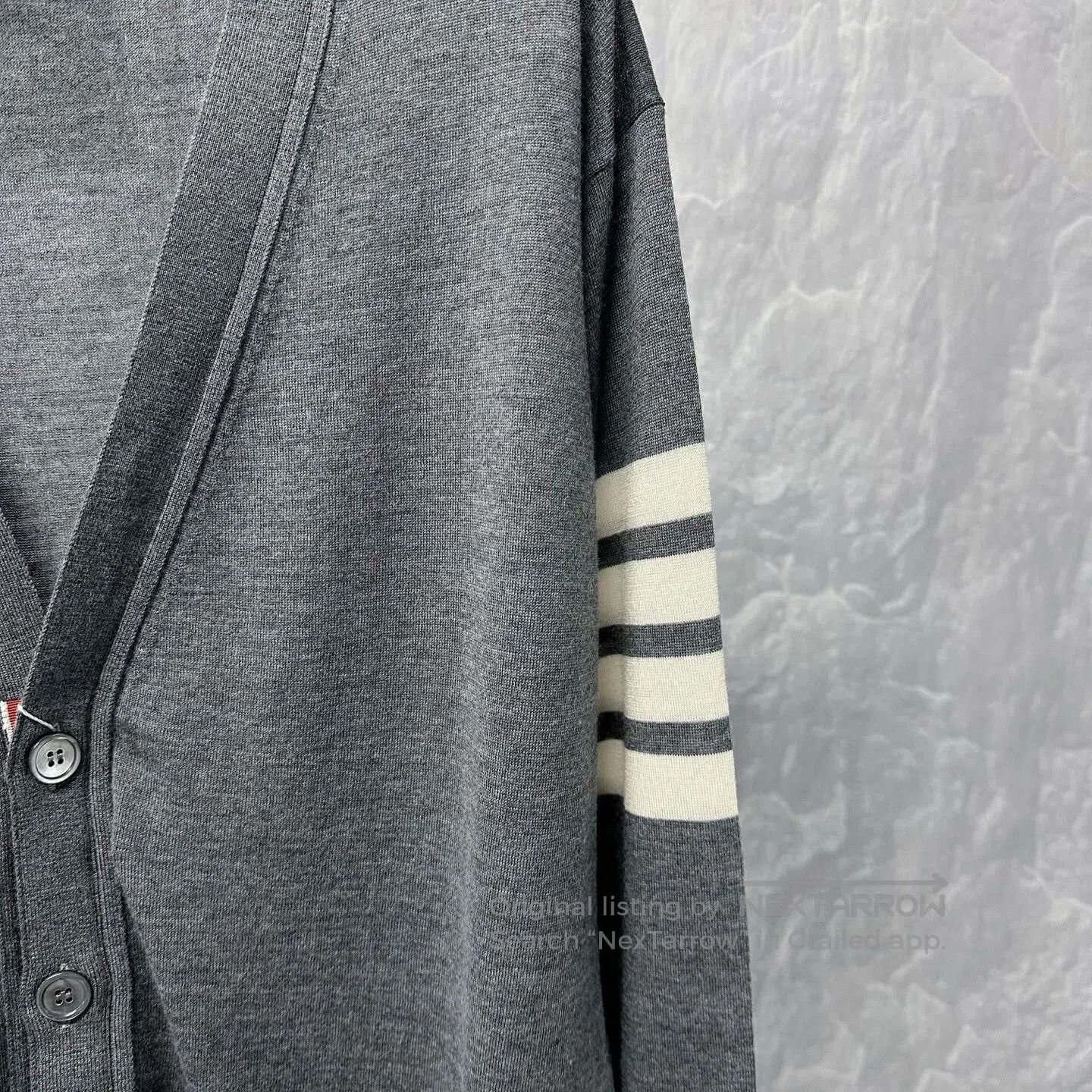 Thom Browne Thom Browne Gray V-neck Striped Cardigan. Size US S / EU 44-46 / 1 - 3 Thumbnail