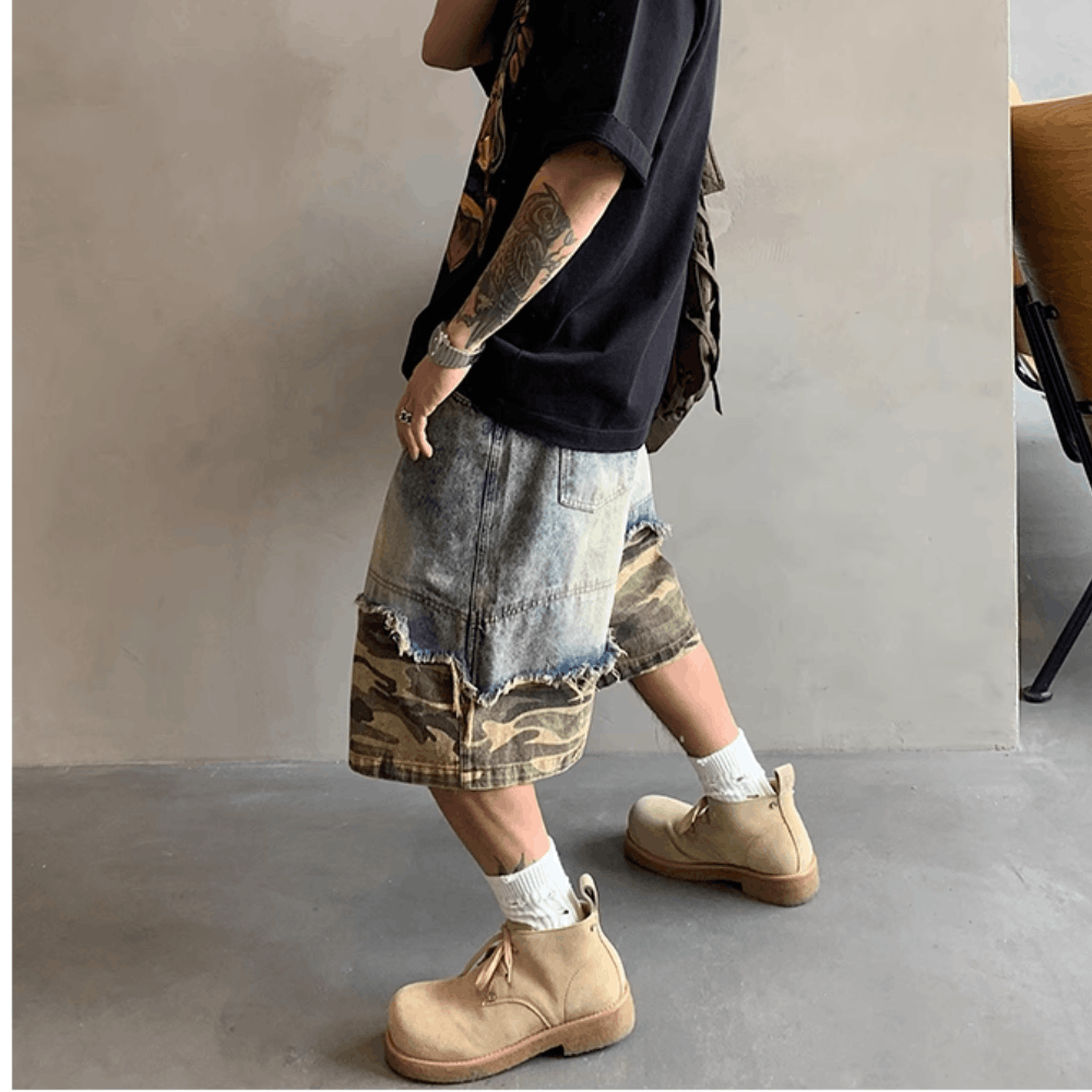 Other Patchwork Camo Jean Shorts Size US 34 / EU 50 - 2 Thumbnail