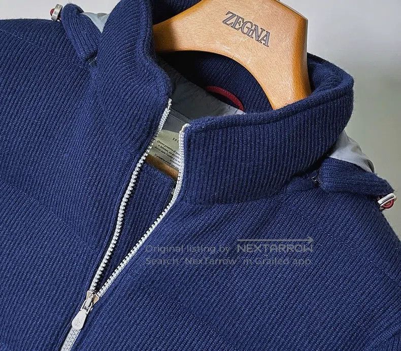 Brunello Cucinelli Brunello Cucinelli English ribbed cashmere navy blue hoode Size US L / EU 52-54 / 3 - 4 Thumbnail