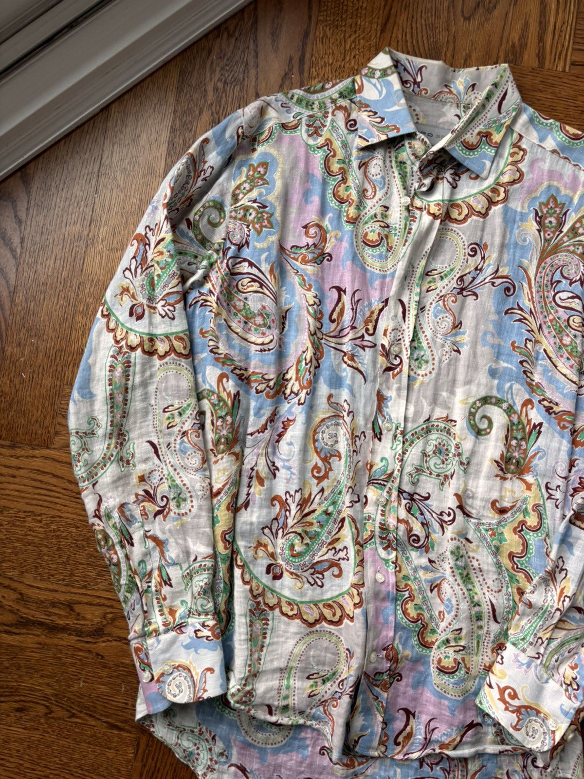 Designer × Etro Etro 35 Linen Button Up Dress Shirt Italy Paisely ETRO Italy Size US S / EU 44-46 / 1 - 2 Thumbnail