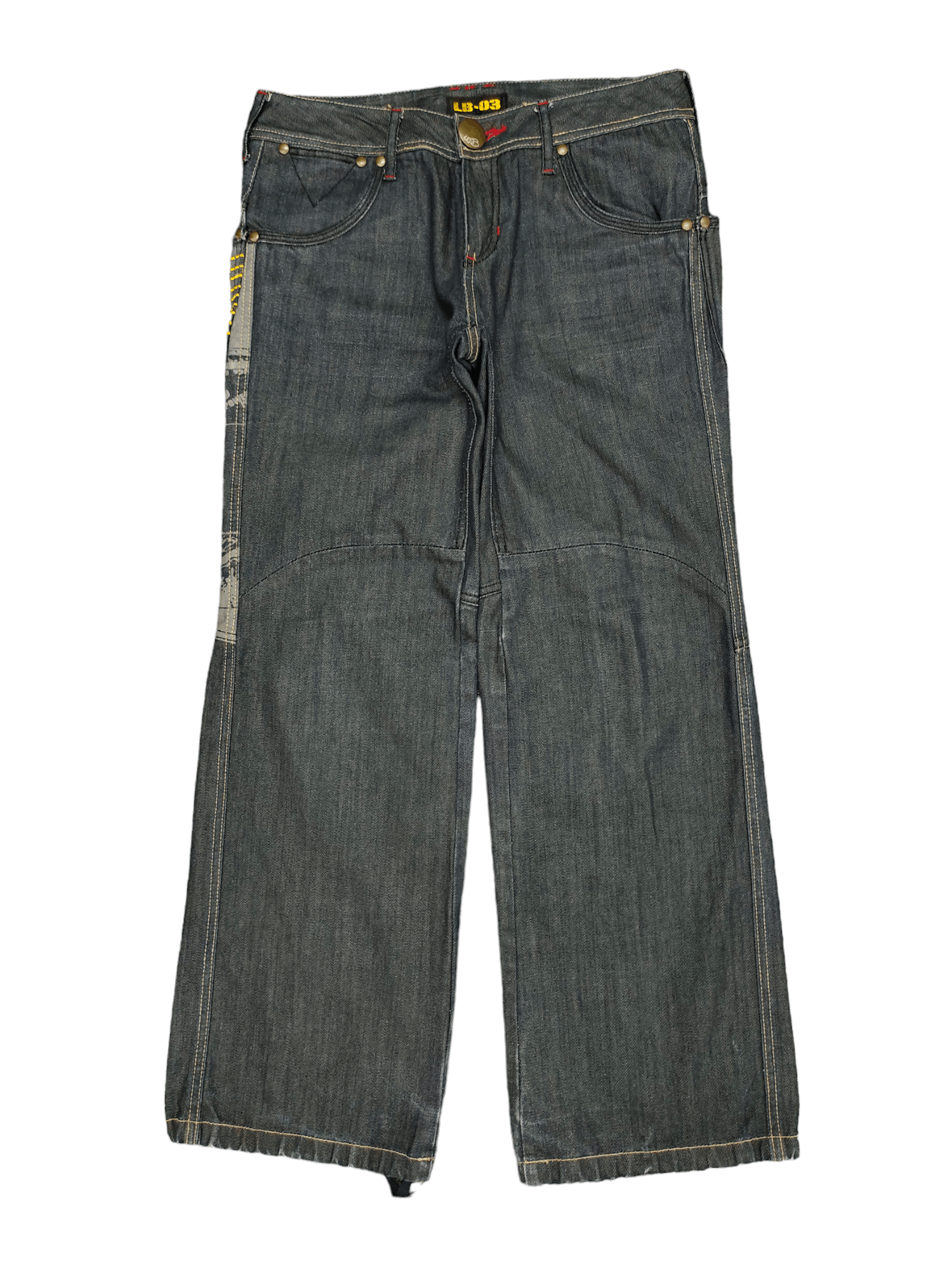 If Six Was Nine LB-03 Embroidered Design Drawstring Wide Loose Denim Pants Size US 29 - 9 Thumbnail