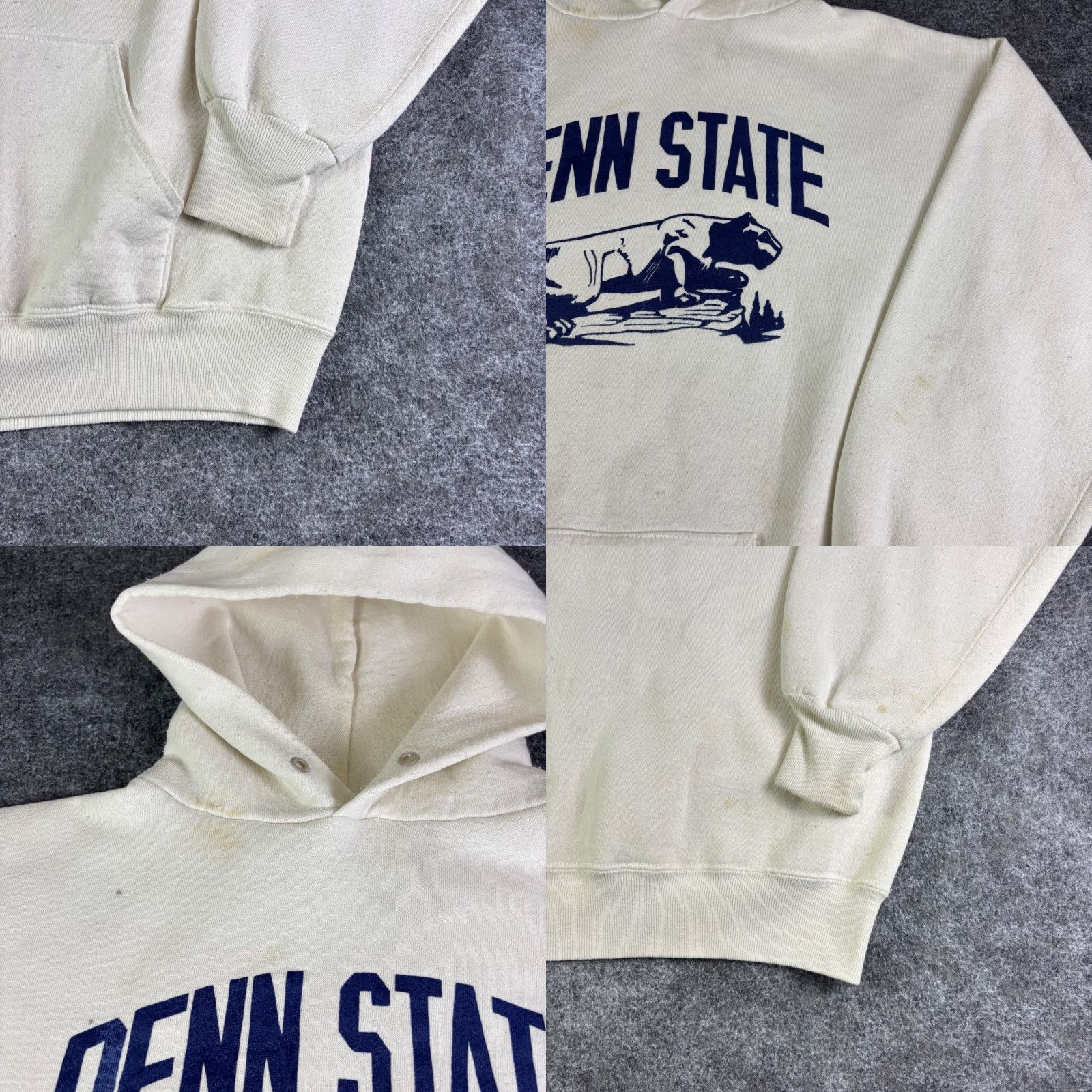 Penn Vintage Penn State Nittany Lions Hoodie Sweatshirt Cream Navy Blue Mens XL Size US XL / EU 56 / 4 - 8 Thumbnail