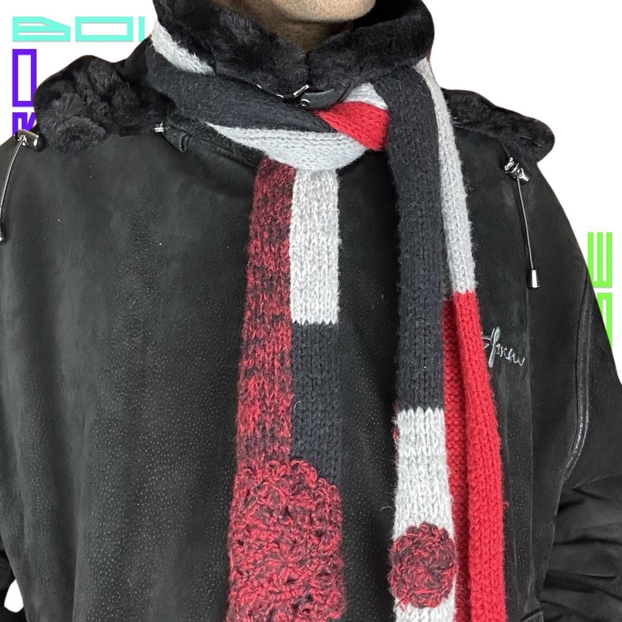 Other Vintage Y2K Black/Red Geometric Knit Winter Scarf Size ONE SIZE - 5 Thumbnail