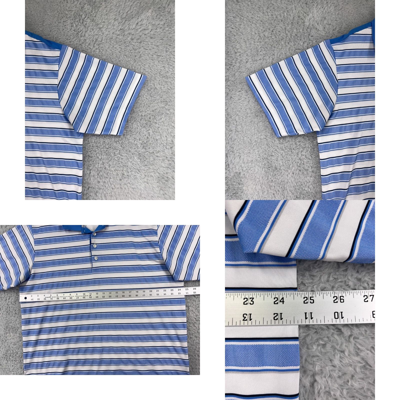 Adidas Adidas Polo Shirt Mens XL Blue Striped 100% Polyester Golf Polo Shirt Size US XL / EU 56 / 4 - 8 Thumbnail