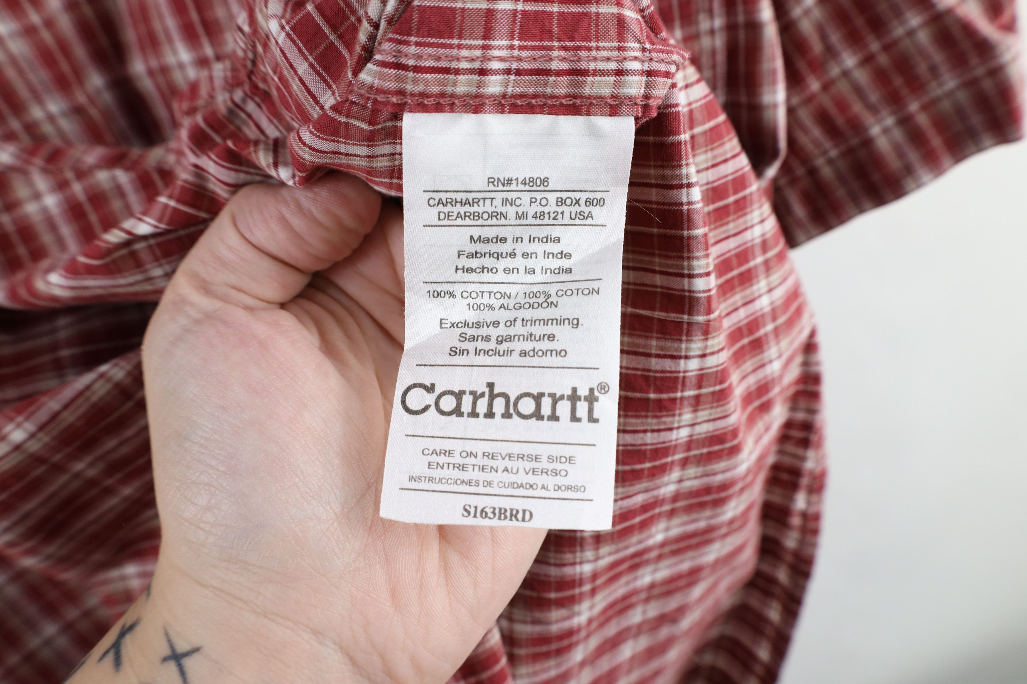 Carhartt × Vintage Vintage Carhartt Out Short Sleeve Button Down Shirt Red Size US XXL / EU 58 / 5 - 7 Thumbnail