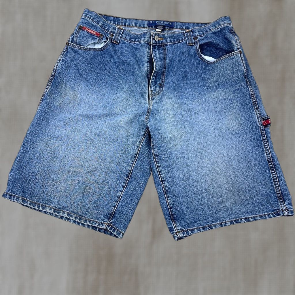 Vintage Vintage US Polo Assn Shorts Men 38 Bermuda Denim Blue 90s Grunge Hip Hop Hipster Rockabilly Classic 5-Pocket Relaxed Baggy Casual Travel Workwear Mens Size US M / EU 48-50 / 2 - 1 Thumbnail