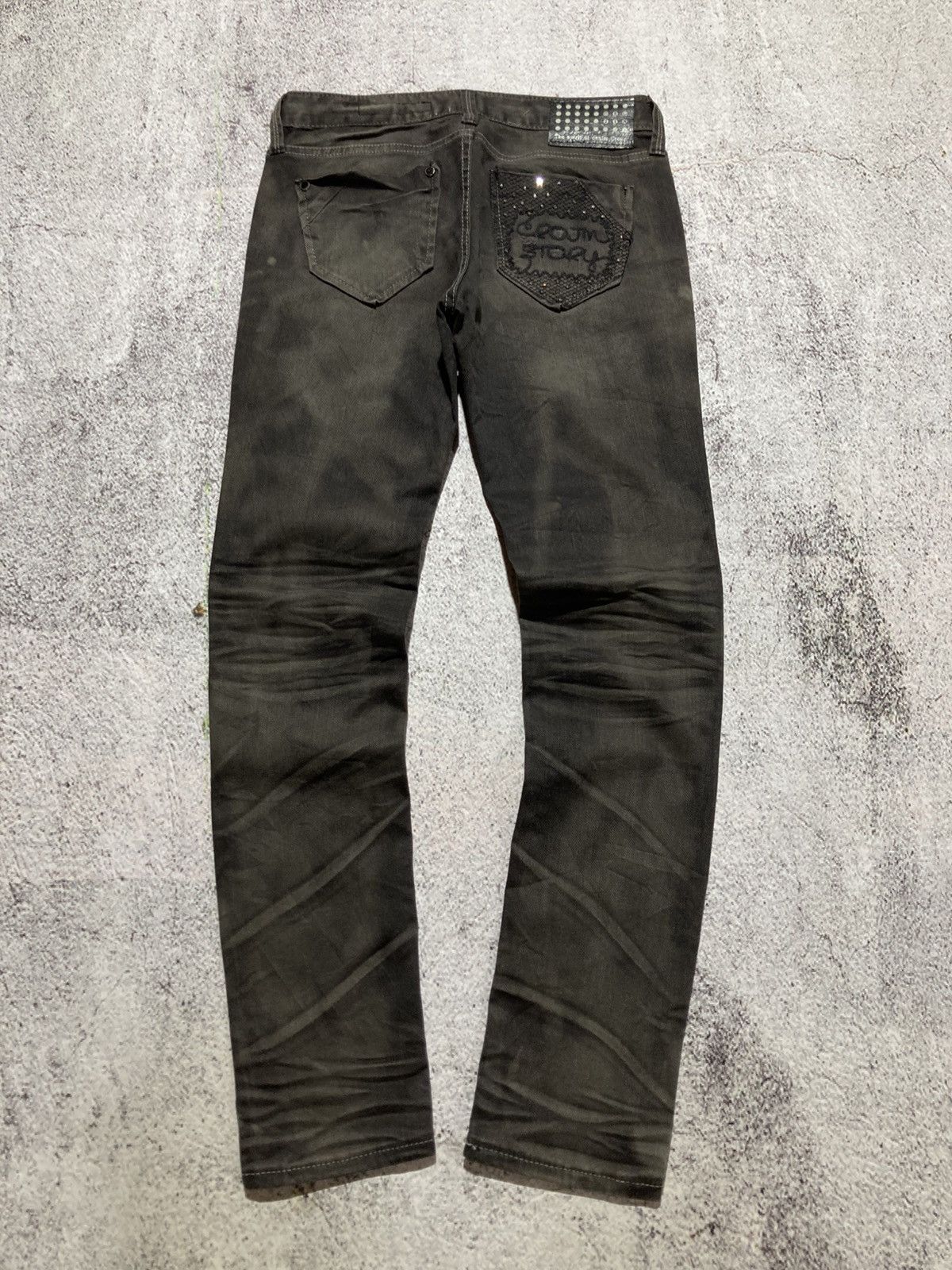Japanese Brand 2000s Crown Denim Ripped Clawmark Denim Jeans Punk Gothic Size US 27 - 1 Thumbnail