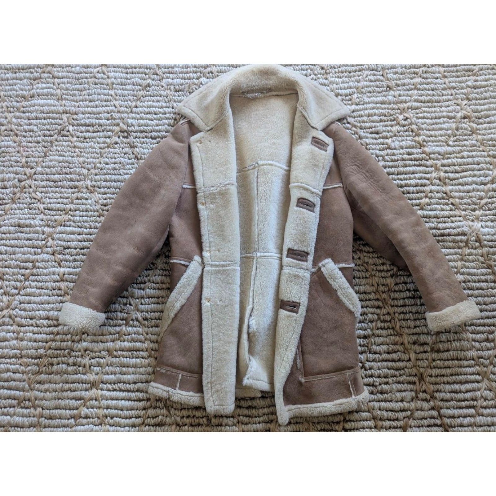 Vintage VINTAGE Rancher Lakeland coat 42 Brown Shearling wool Pile leather Sheepskin M Men Western Cowboy Overcoat USA Size US M / EU 48-50 / 2 - 3 Thumbnail