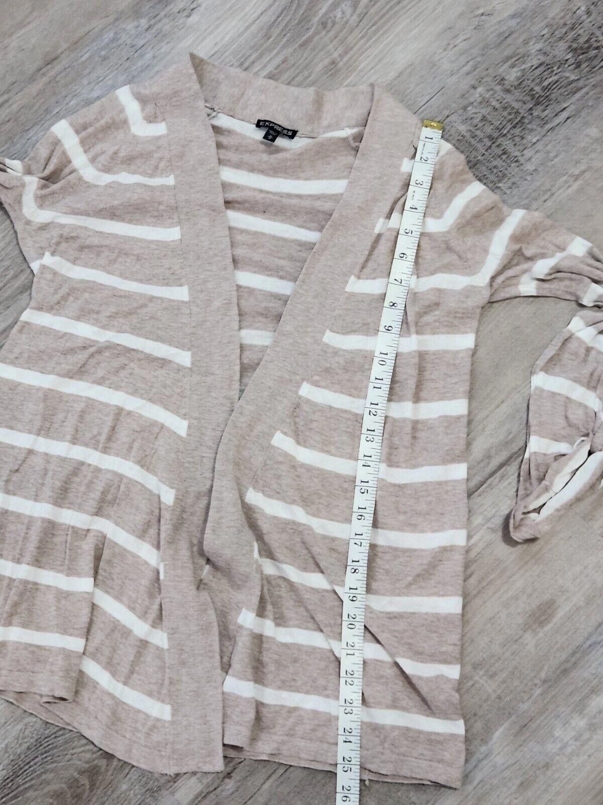 Express Express Sweater Medium Open Front Striped Beige White Size M / US 6-8 / IT 42-44 - 5 Thumbnail