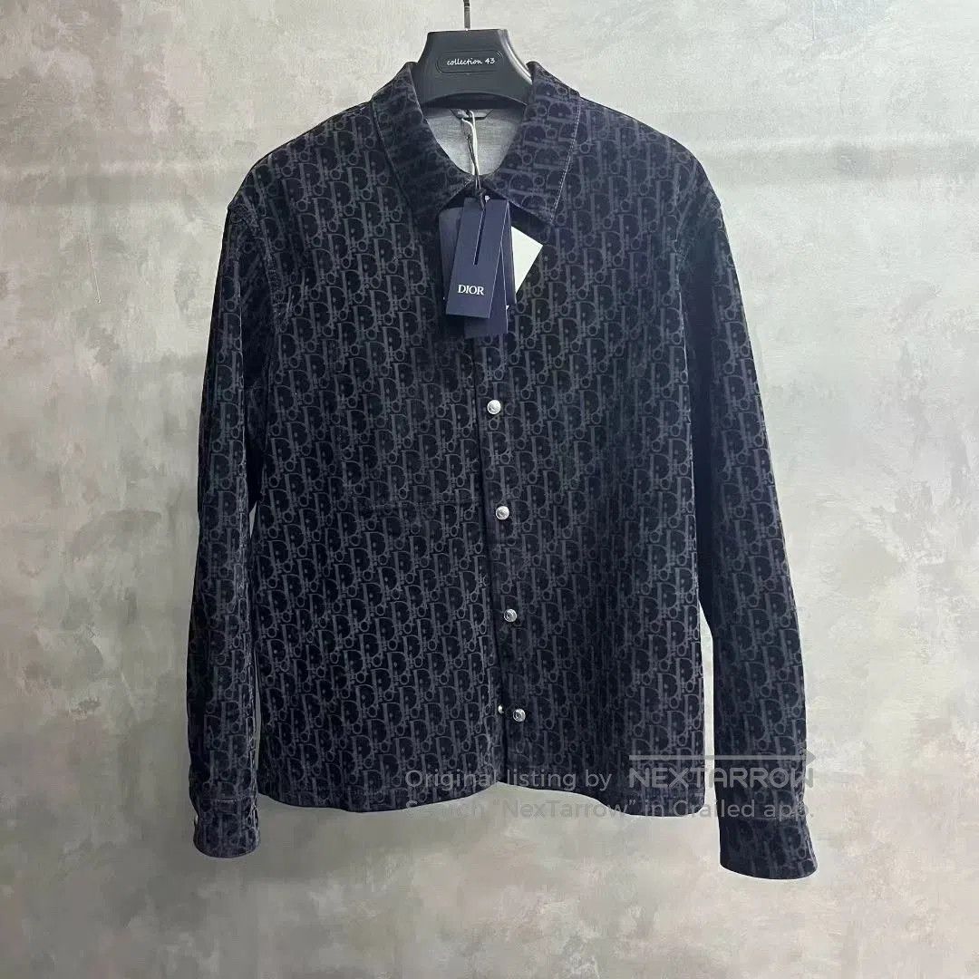 dior blue logo printed long sleeve shirt.