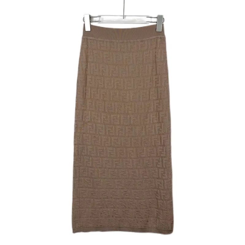 Fendi Fendi Brown Cotton Midi Skirt for Women 0089 Size 23" - 1 Thumbnail