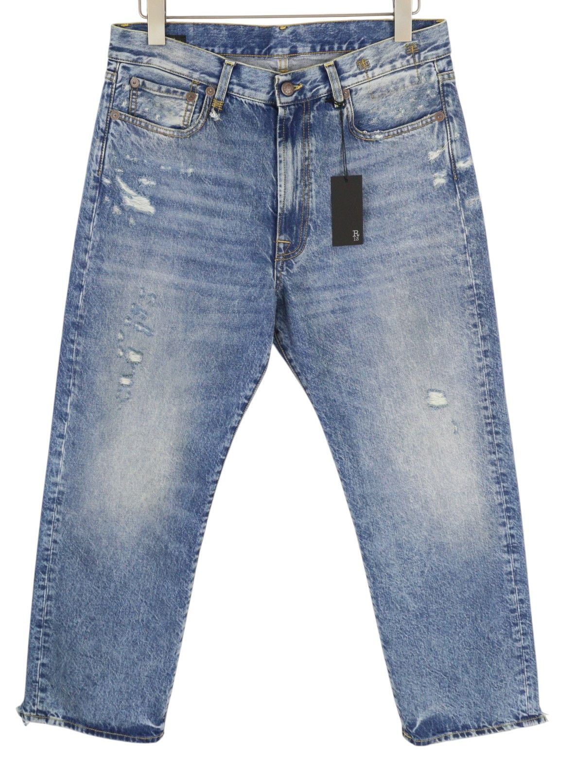 R13 BOYFRIEND 29 Washed Ankle Cropped Distress Bain 84462 Size 29" - 2 Thumbnail