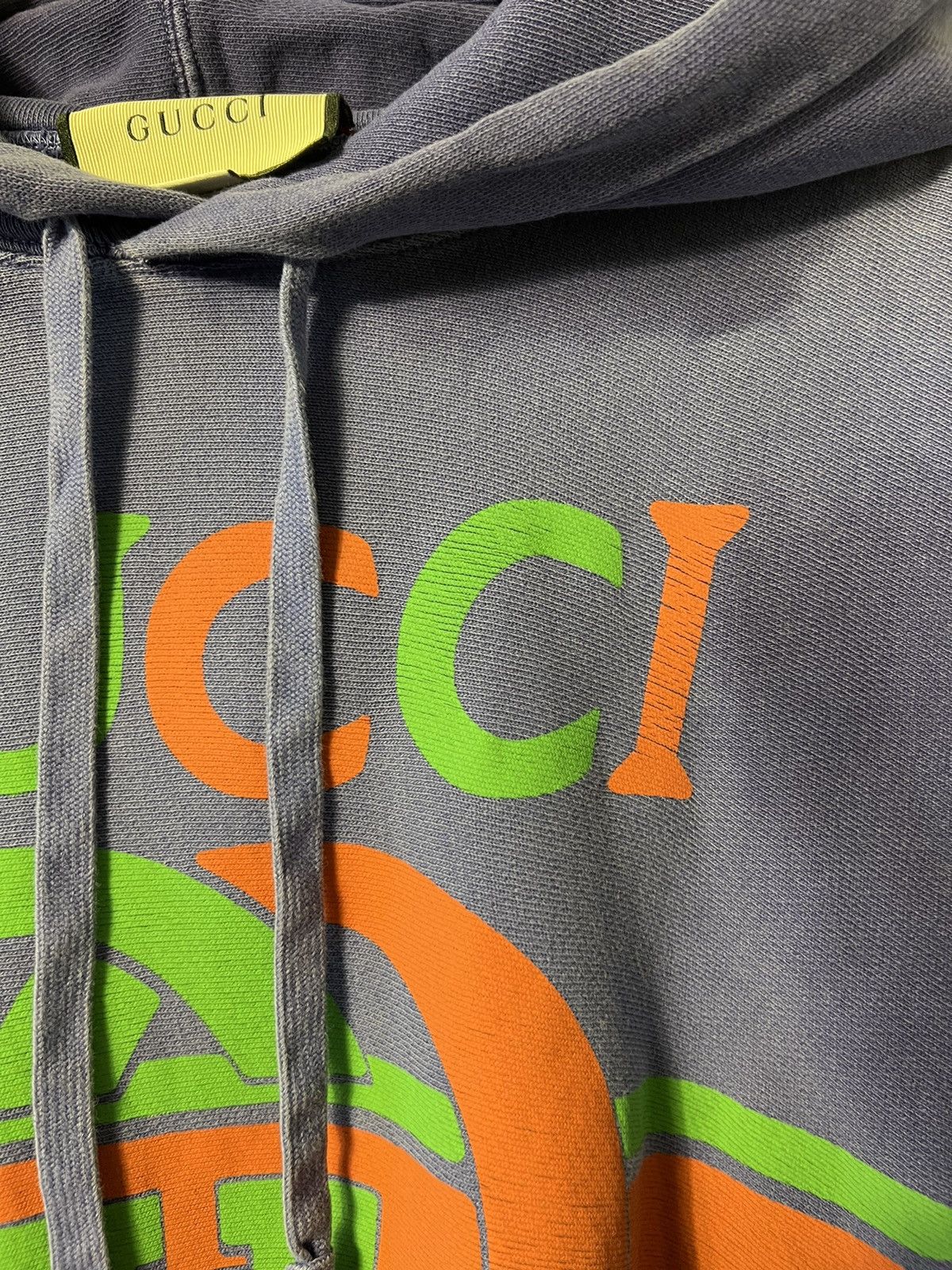 Gucci Gucci Blue Washed Effect Knit Interlocking GG Print Hoodie Size US M / EU 48-50 / 2 - 7 Thumbnail