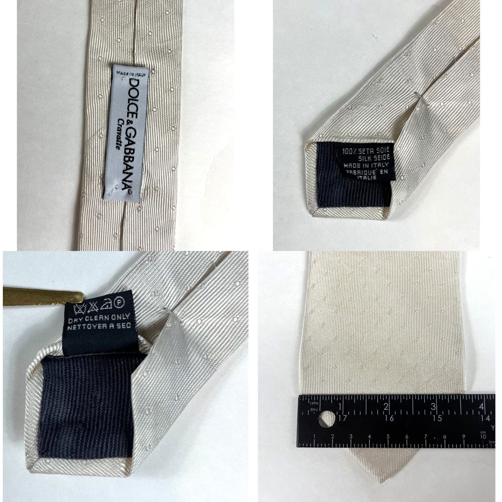 Dolce & Gabbana Dolce&Gabbana Silk Tie Men’s Champagne Geometric 60" 3.5" Classic 100% Silk Made in Italy / Men’s Designer Necktie Size ONE SIZE - 8 Thumbnail