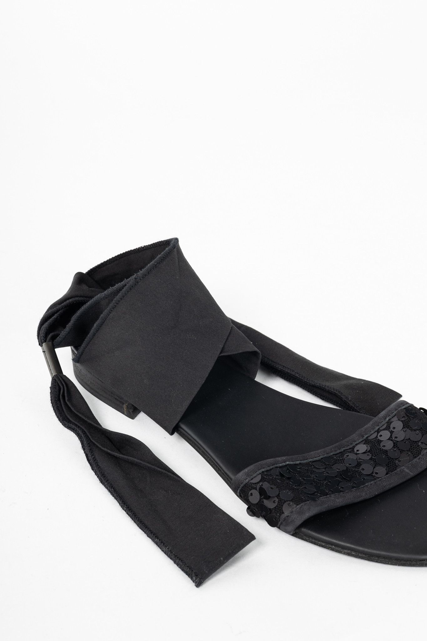 Annette Gortz Annette Gortz Black Sequin-Embellished Tie Sandals Size US 9.5 / IT 39.5 - 9 Thumbnail