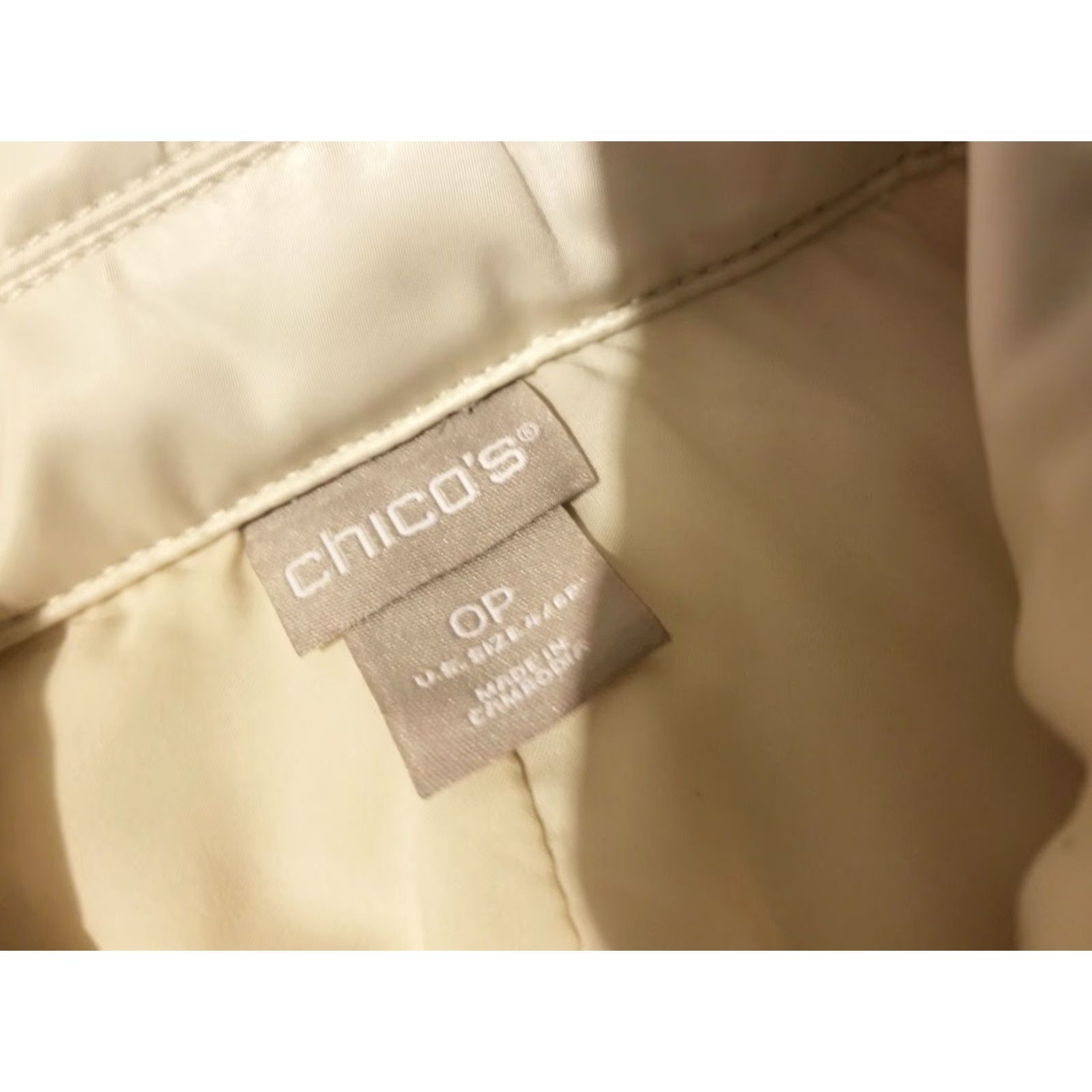 Vintage Chico's Jacket Women 0P Petite Ivory Cream Basic Jacket Kid? Size XS / US 0-2 / IT 36-38 - 3 Thumbnail