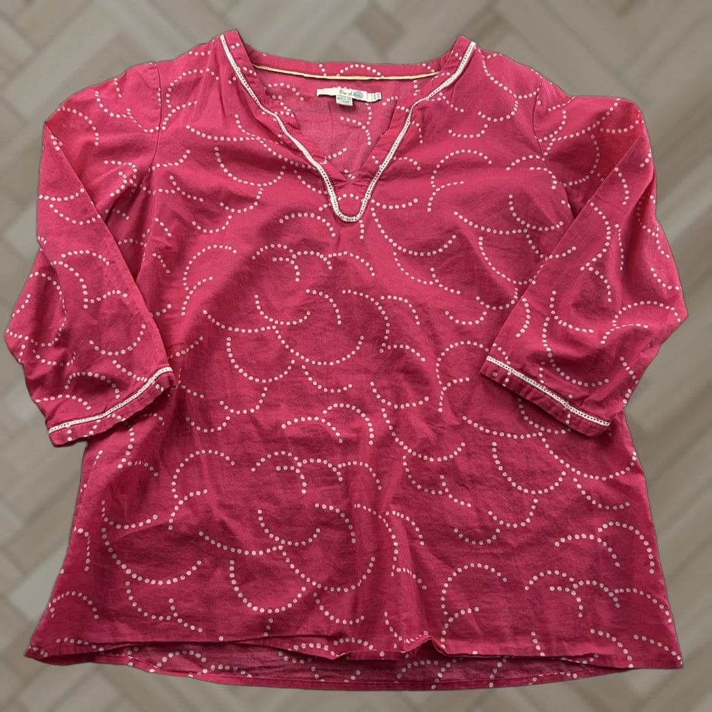 Boden Boden Polka Dot Top 3/4 Sleeve Blouse Women's 10 Pink Shirt Blouse Womens Size L / US 10 / IT 46 - 1 Thumbnail