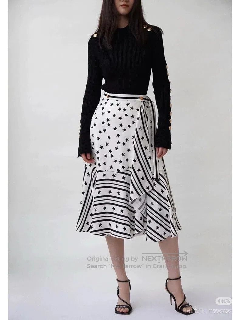 Louis Vuitton Louis Vuitton Star Silk Skirt Size 37" - 9 Thumbnail