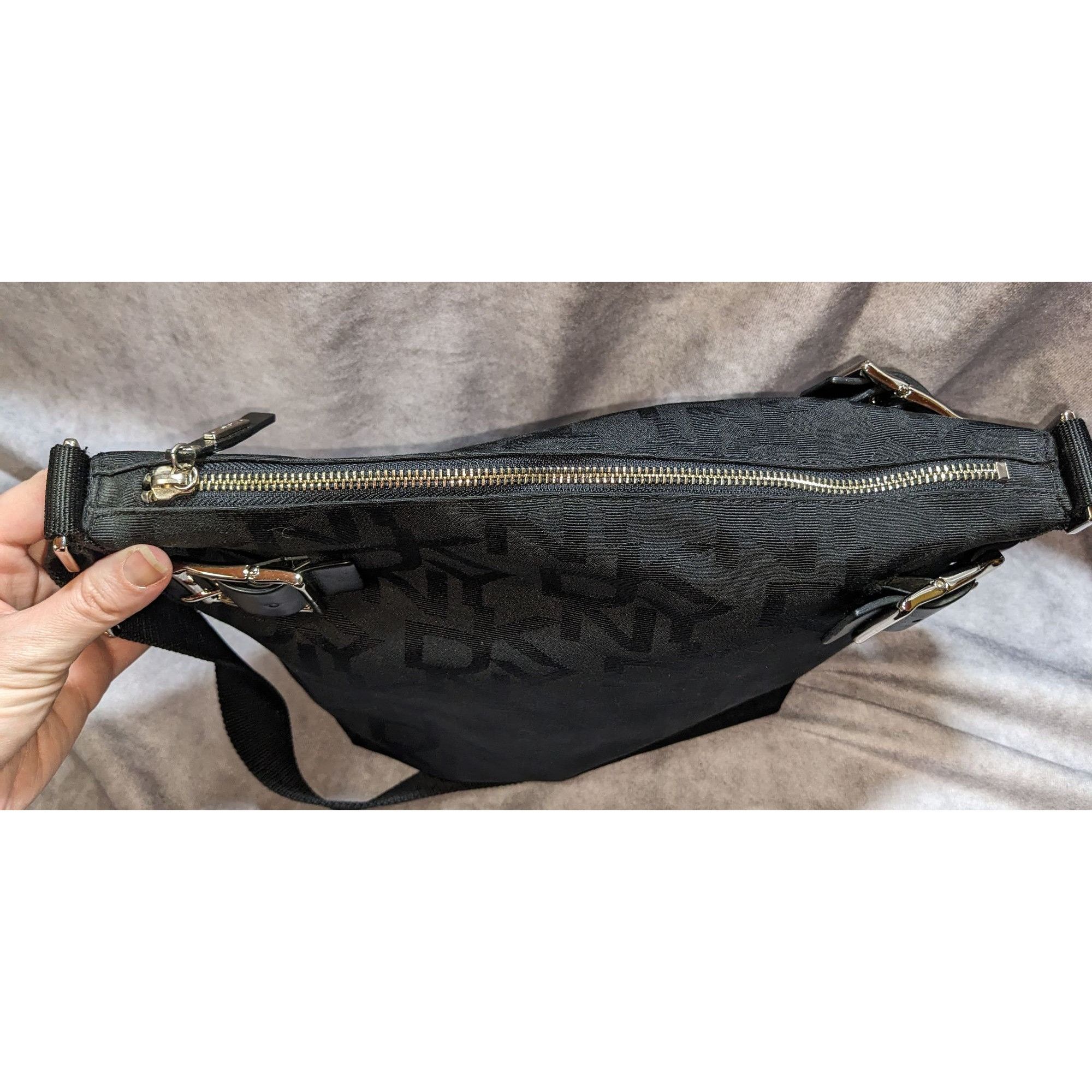 DKNY DKNY Black Canvas Crossbody Bag With Buckle Accents & Zip Cl Size ONE SIZE - 6 Thumbnail