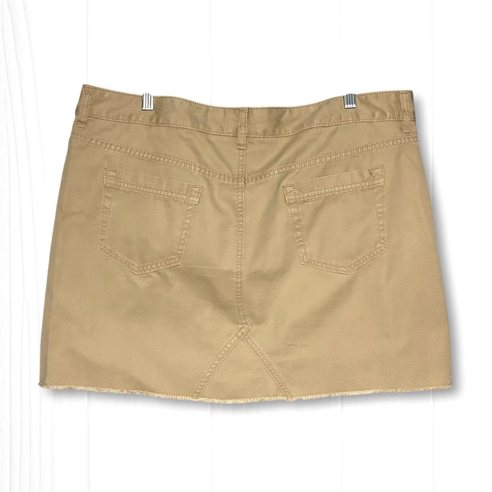 Gap Gap Womens Khaki Tan Cotton Denim Mini Skirt Raw Hem Size 16 Size 38" / US 16 / IT 52 - 2 Thumbnail