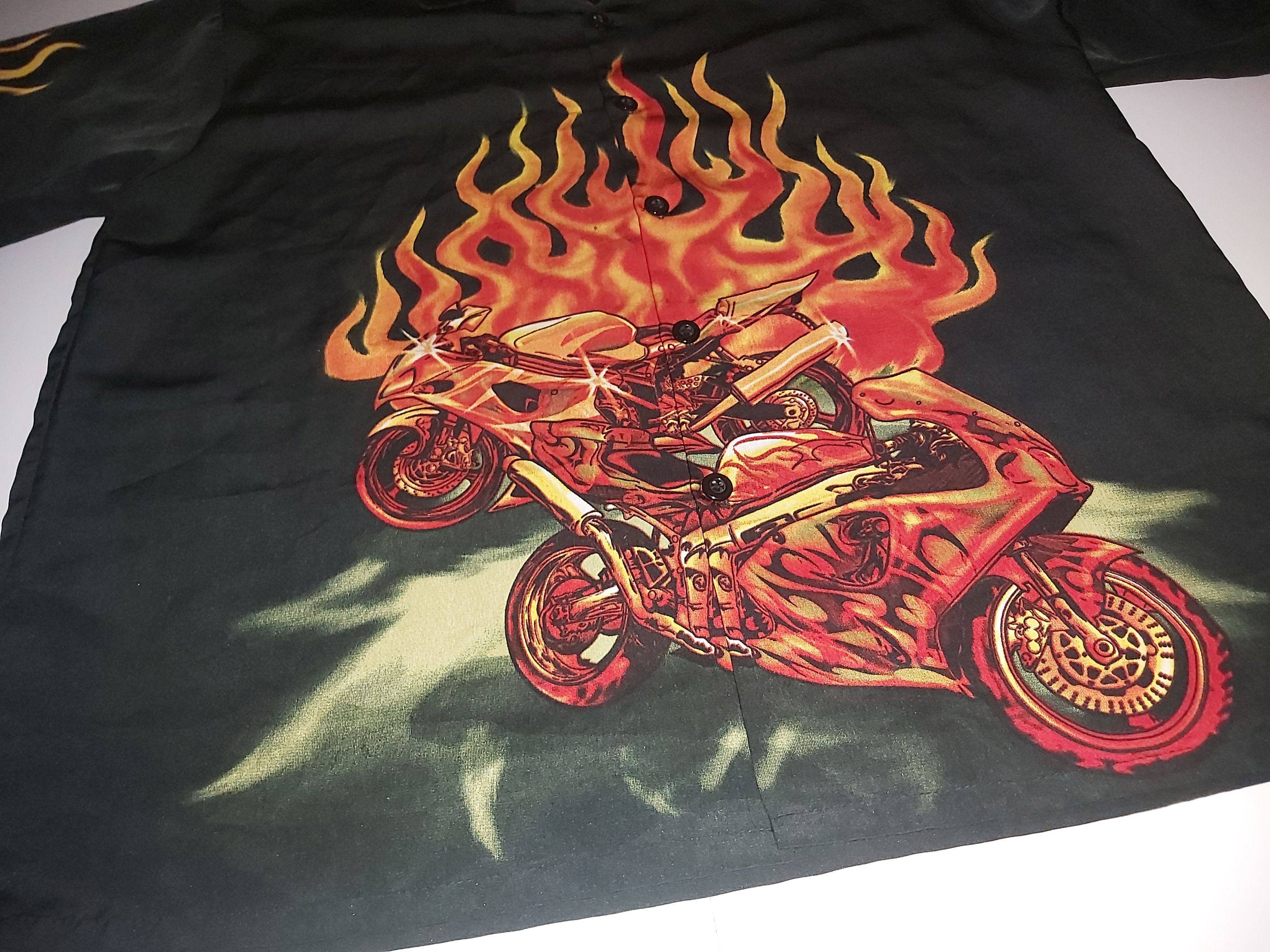 Vintage Crazy Vintage Y2K Silver Point Jnco STYLE flame shirt Size US S / EU 44-46 / 1 - 11 Thumbnail