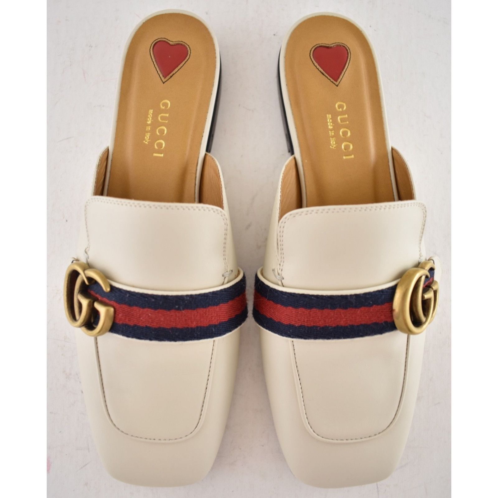 Gucci White Gold GG Slide Loafer Mule Slipper Backless Flats 36.5 Size US 6.5 / IT 36.5 - 10 Thumbnail
